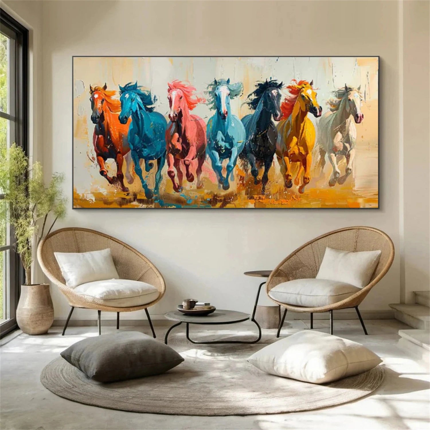 Colorful Abstract Horse Animal Canvas Art #AP220