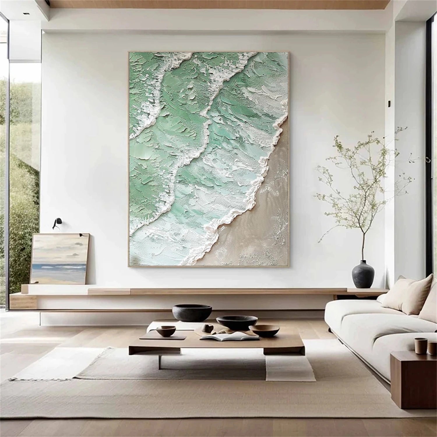 Ocean And Sky Abstract Textured Canvas Art #OS 327