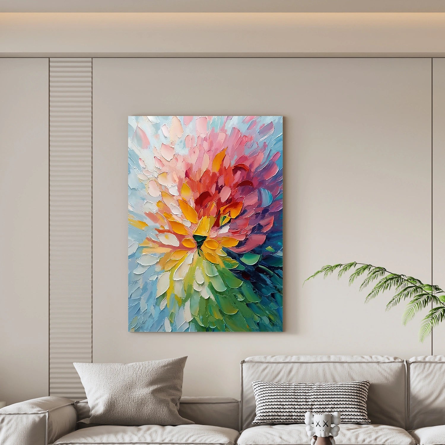 Colorful Flower & Tree Abstract Texture Canvas Art #FT 281