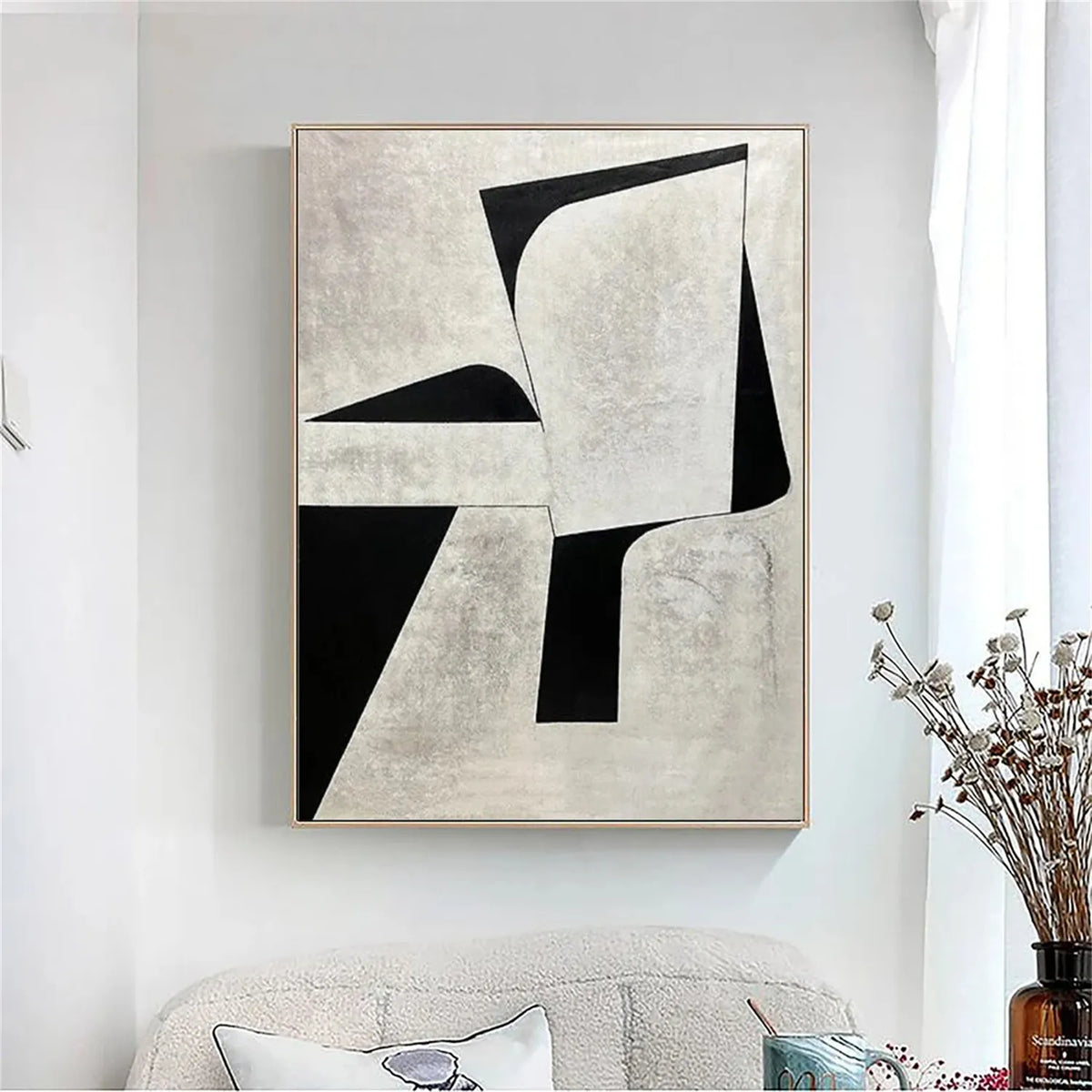 Beige Wabi Sabi Wall Art Black Beige Abstract Painting Large Black ...