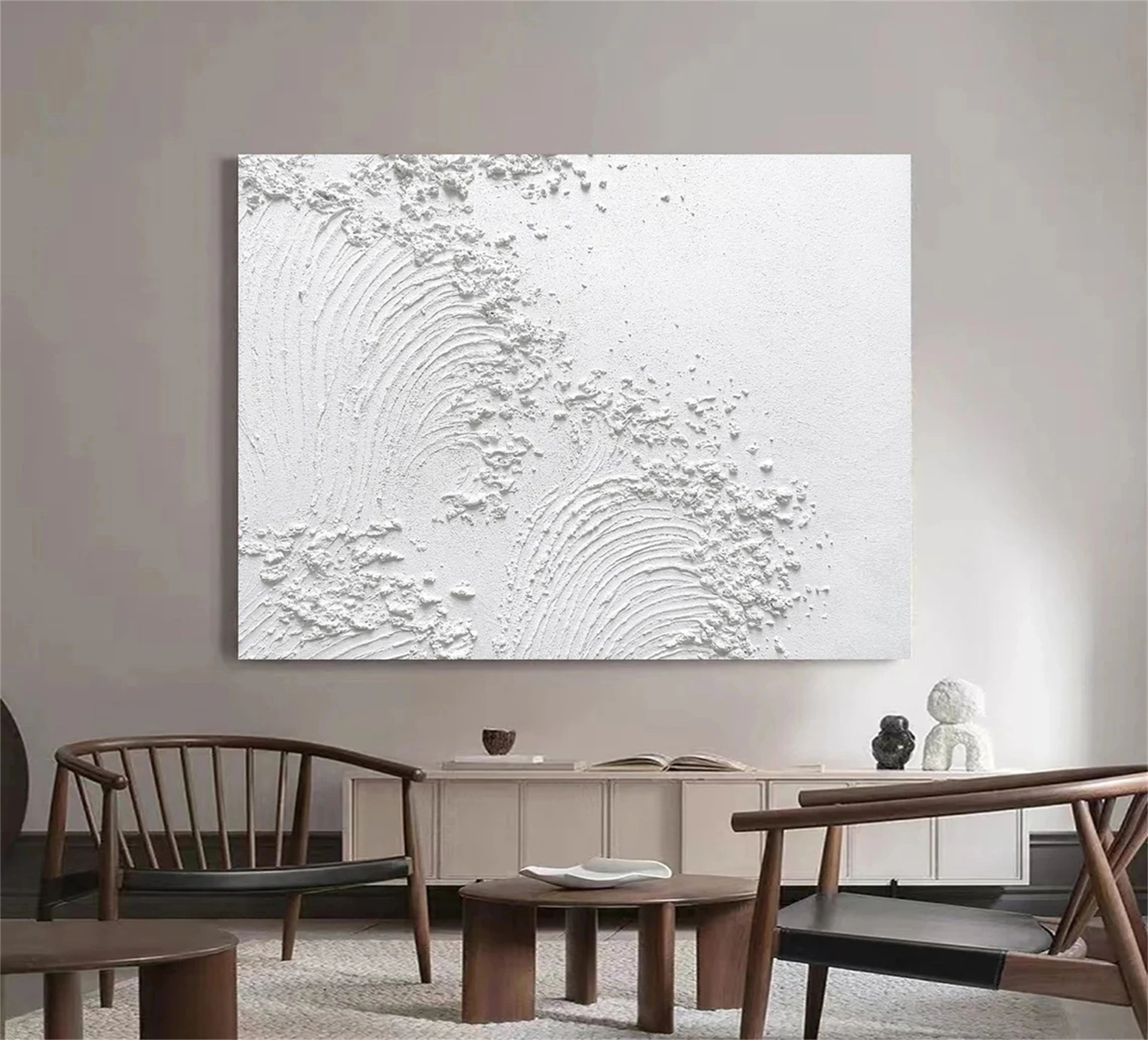 White Minimalist Textured Painting Canvas #MM120