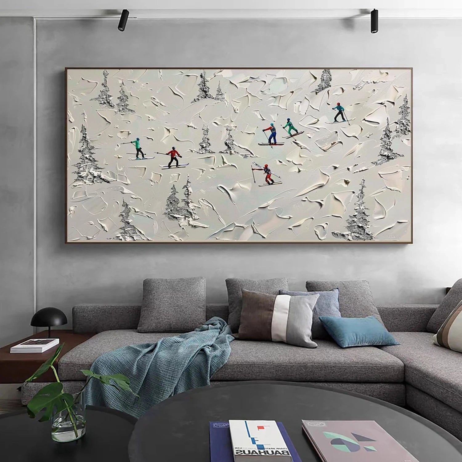 Skiing Sport Art Textured Painting Canvas # SA070