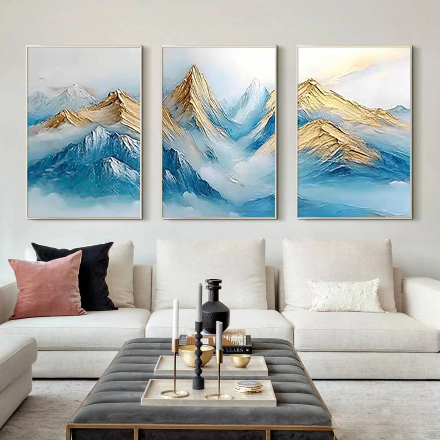 Minimalist Mountain Textured Canvas Art Set of 3 #MM347