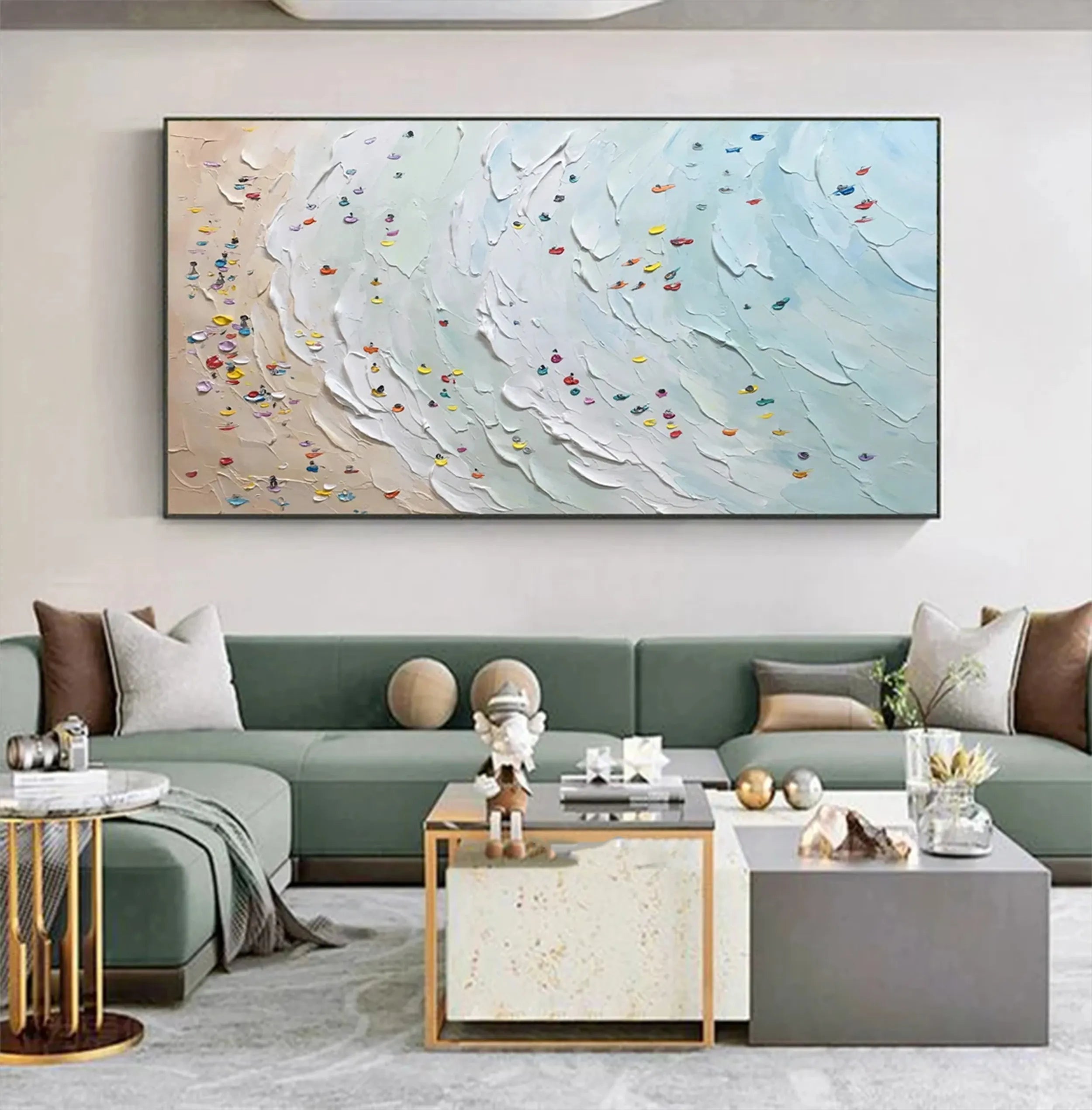 Seascape and Snowy Peak Painting #SP001