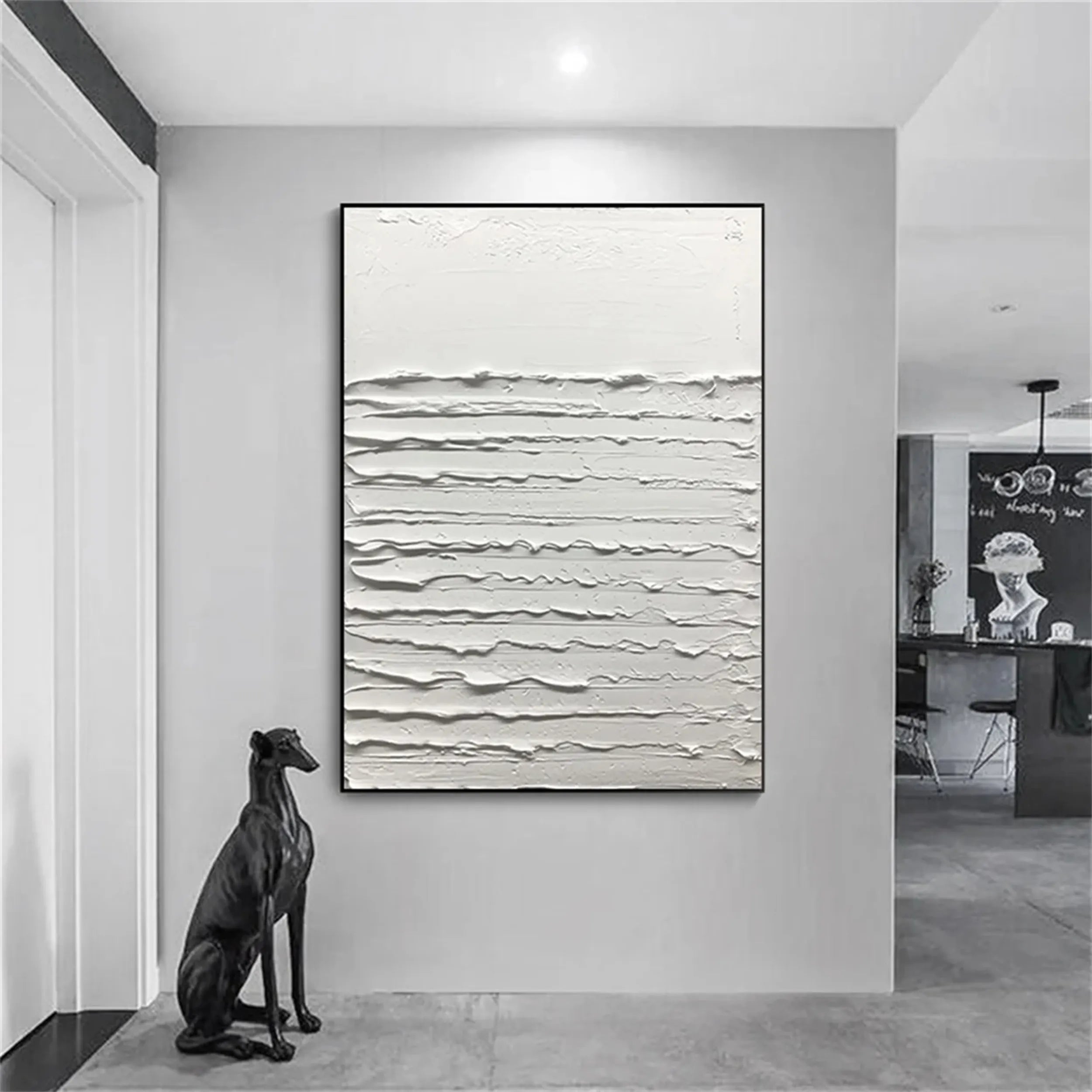 White Minimalist Textured Painting Canvas #MM177
