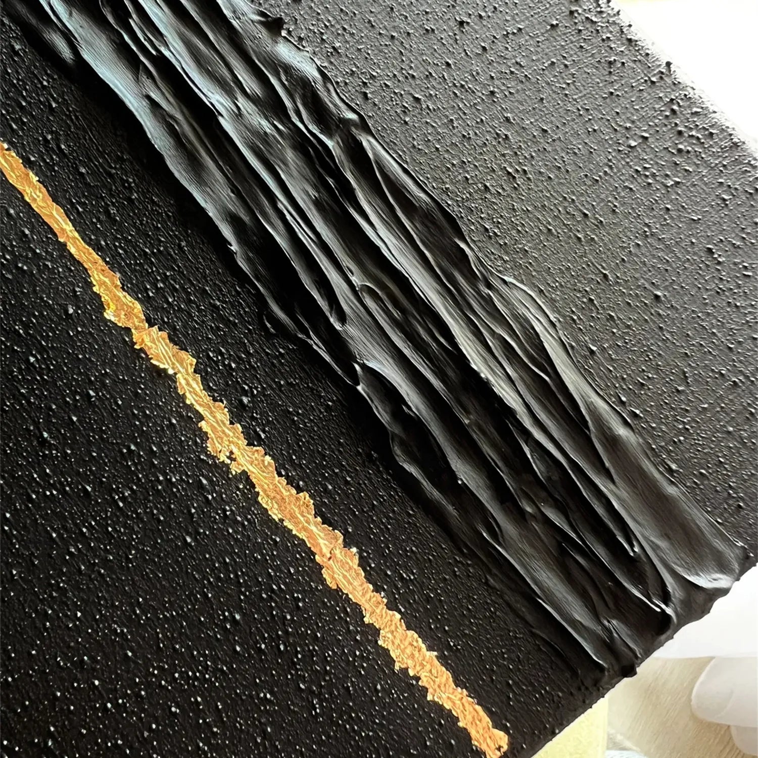 Black Gold Minimalist Textured Painting #MZ131