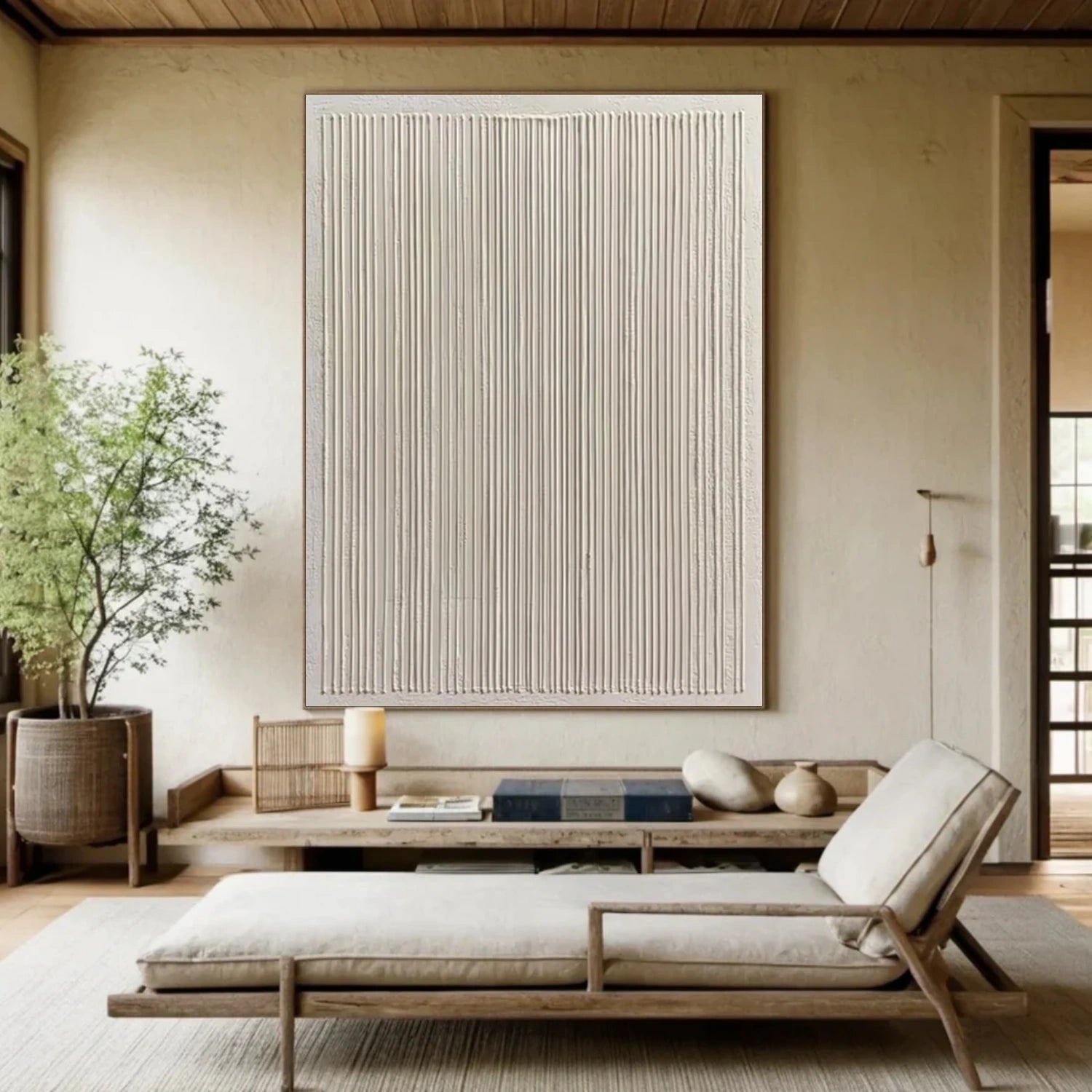 Beige Minimalist Textured Canvas #MM388