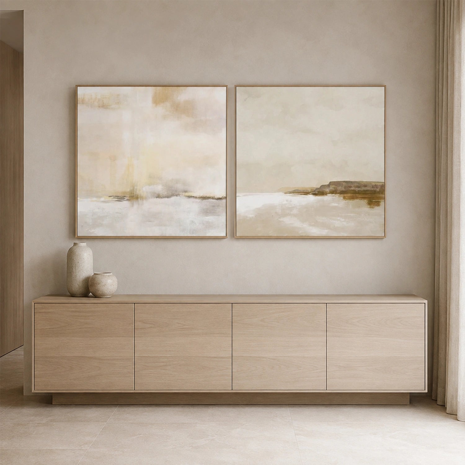 Ocean And Sky Abstract Canvas Art Square Set of 2 #OS465