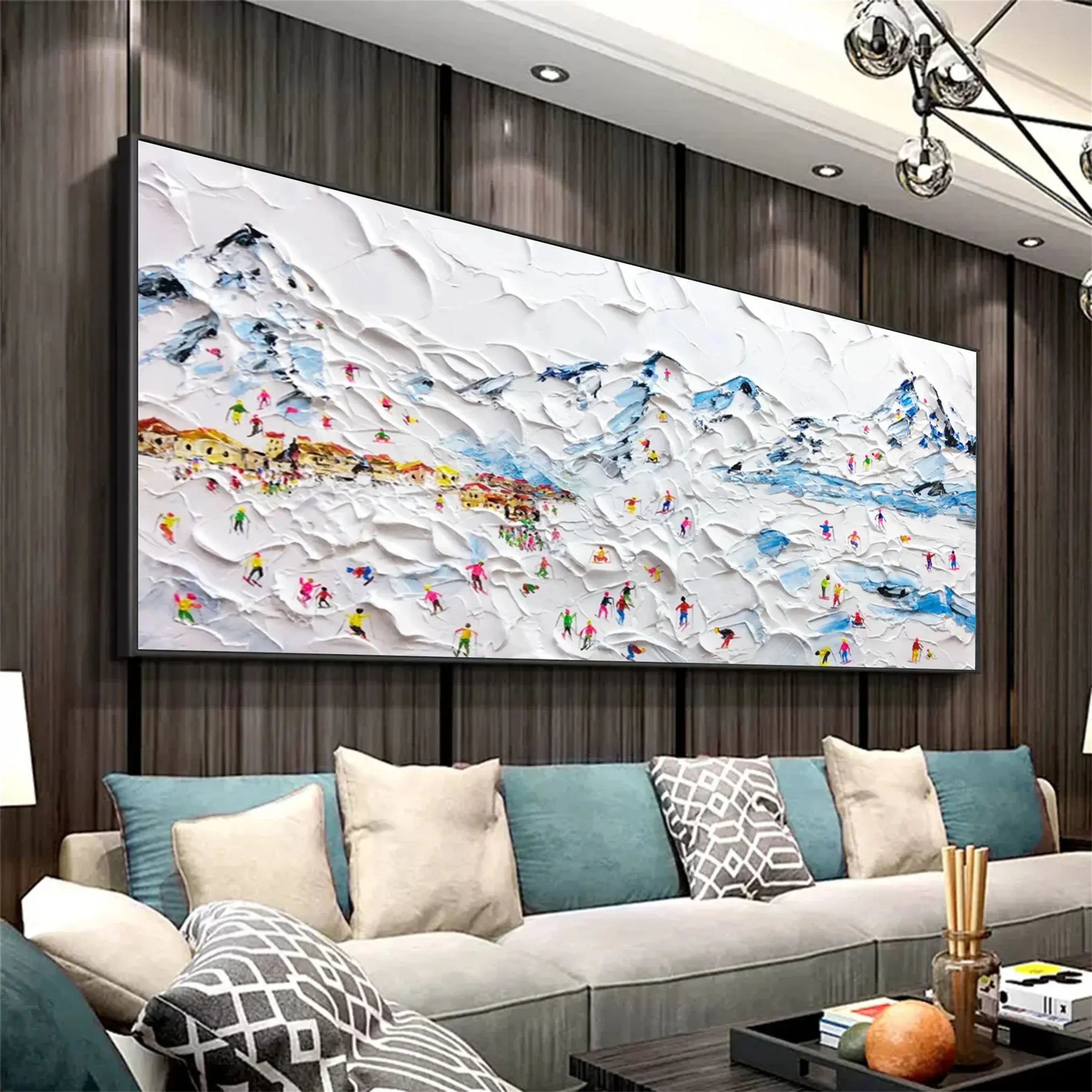 Skiing Sport Art Textured Painting Canvas #MM211