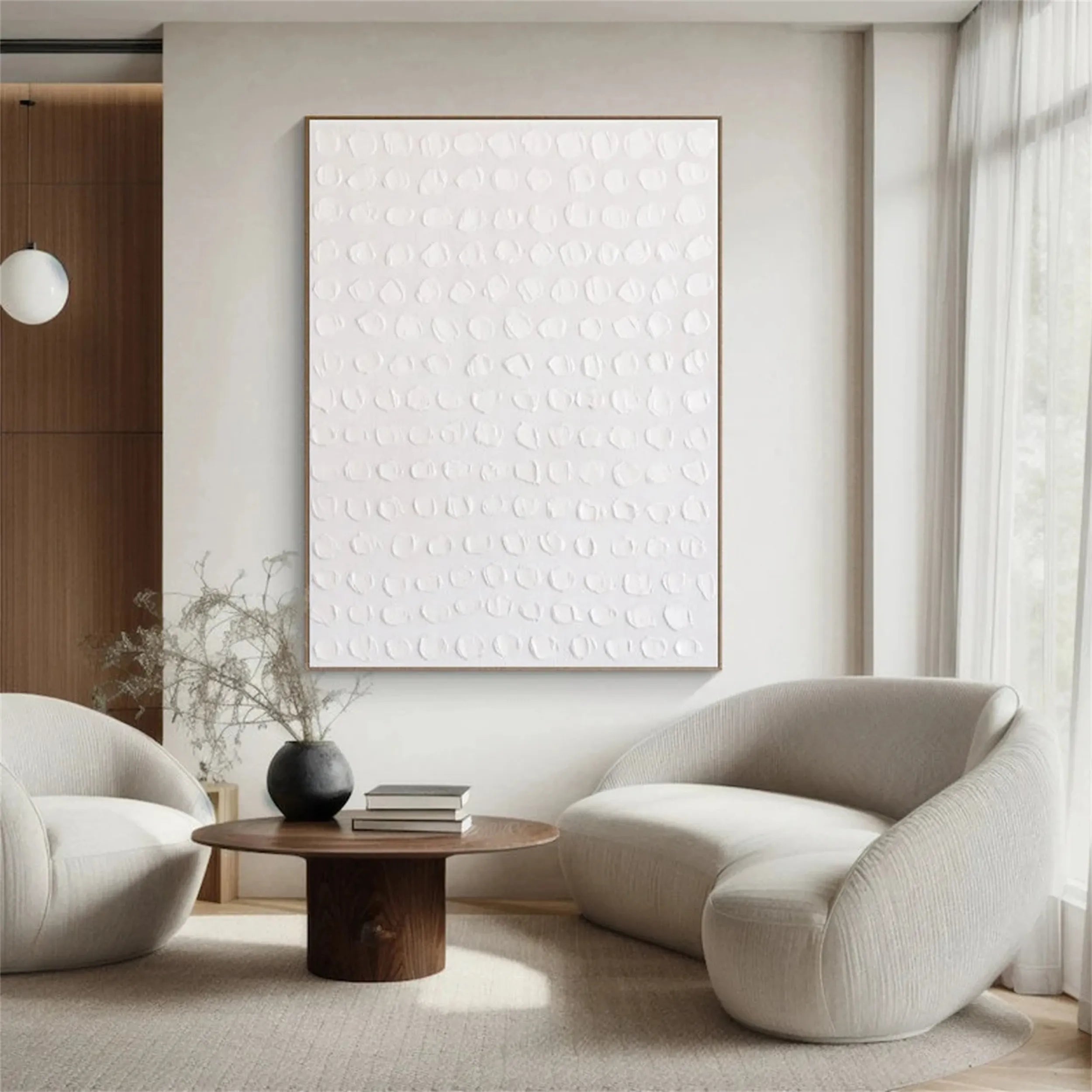 White Minimalist Textured Painting Canvas #MM199