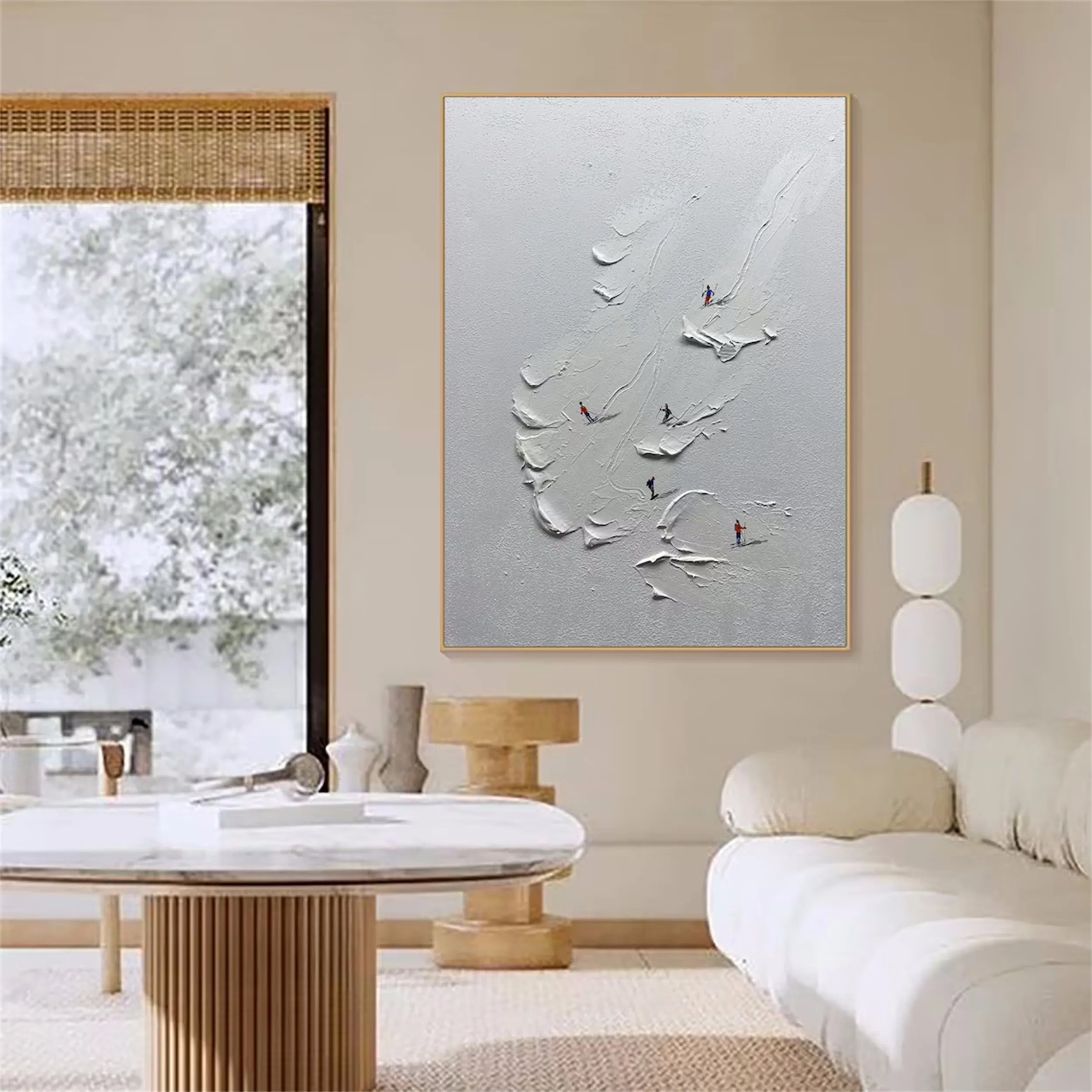 Skiing Sport Art Textured Painting Canvas #MM221