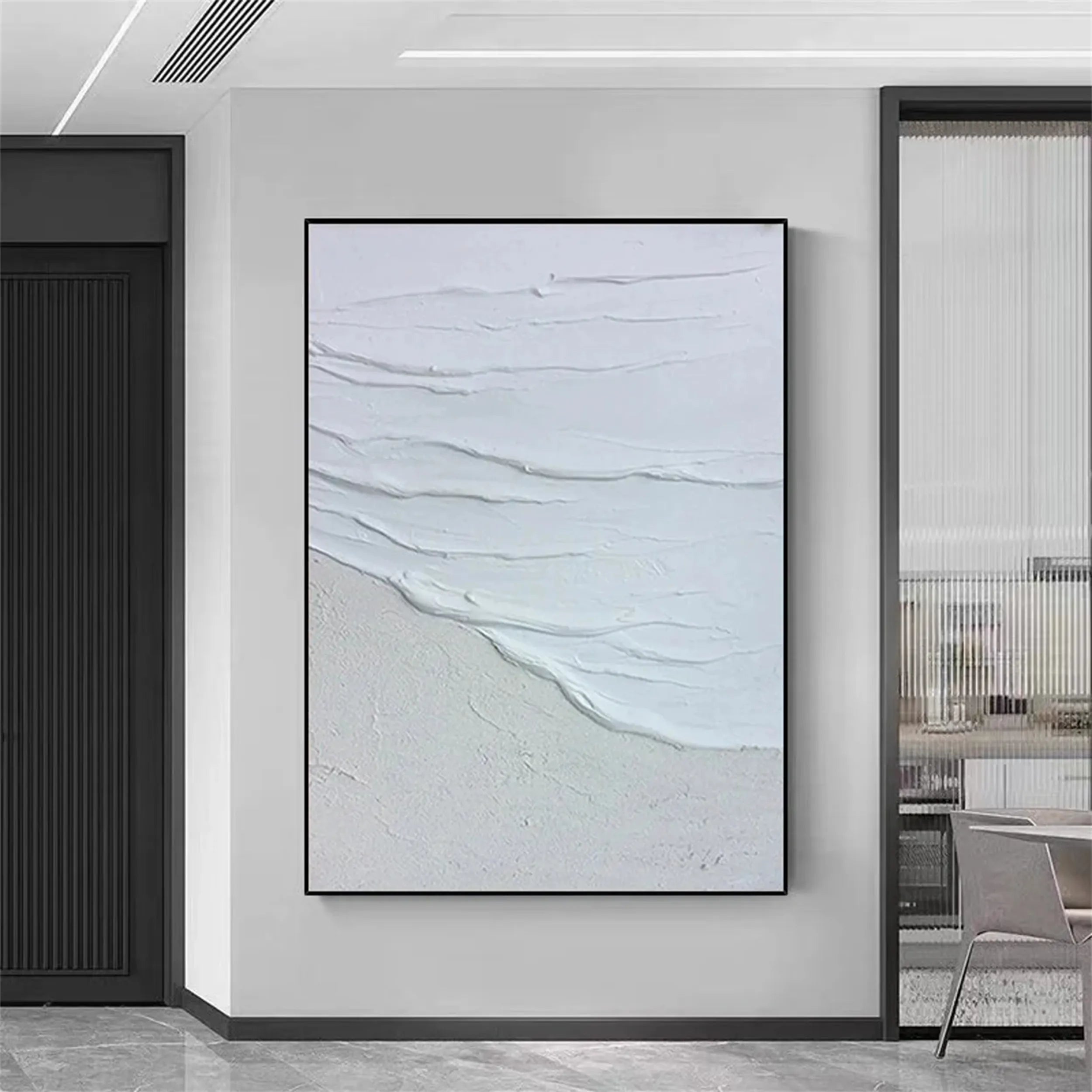 White Minimalist Textured Painting Canvas #MM168