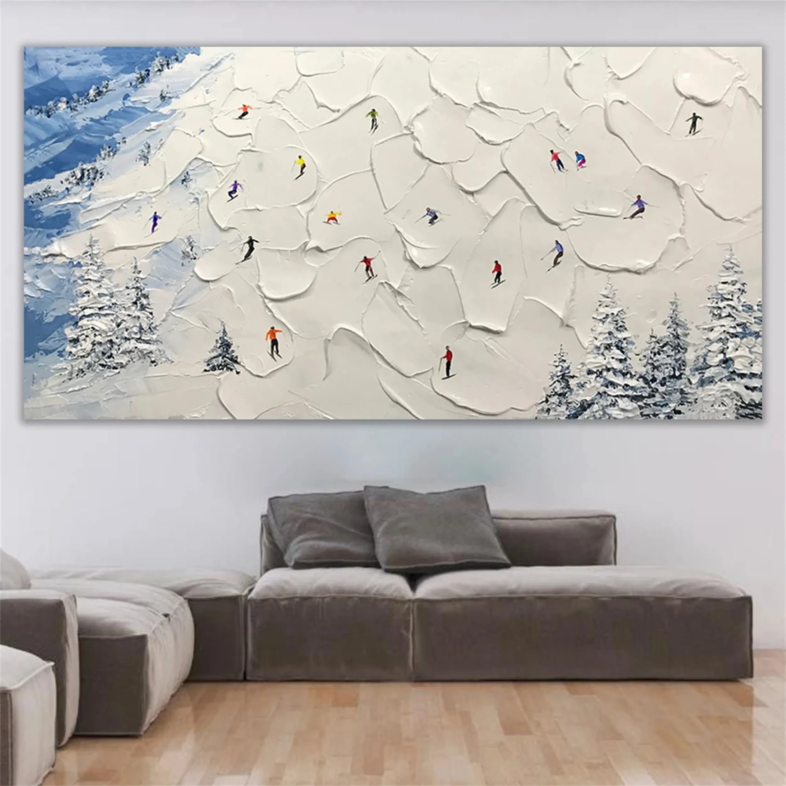 Skiing Sport Art Textured Painting Canvas #MM214