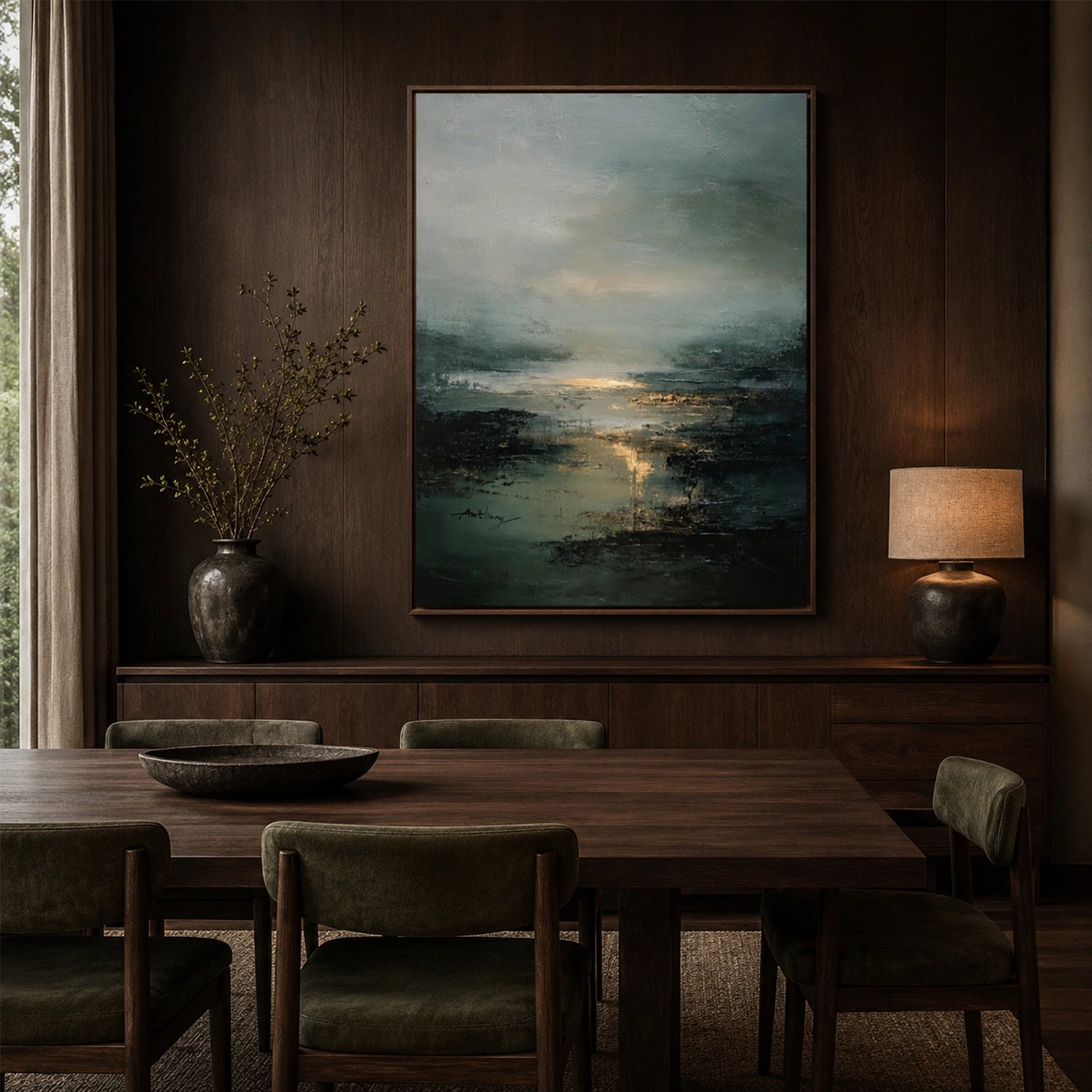 Ocean And Sky Abstract Canvas Art #OS461