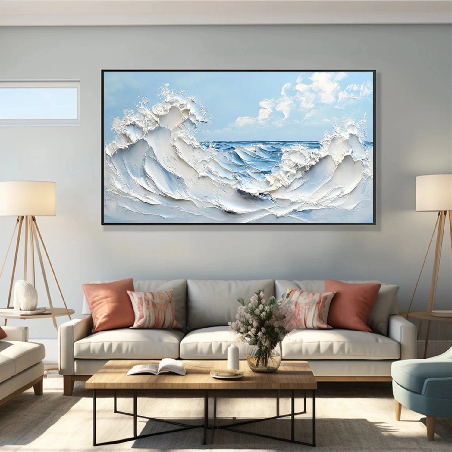 Ocean And Sky Abstract Texture Canvas Art #OS393