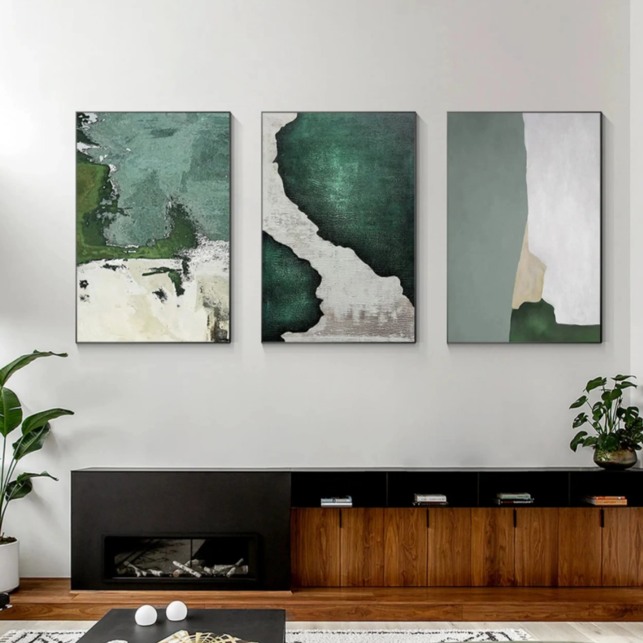 Blue & Green Abstract Set of 3#BG081