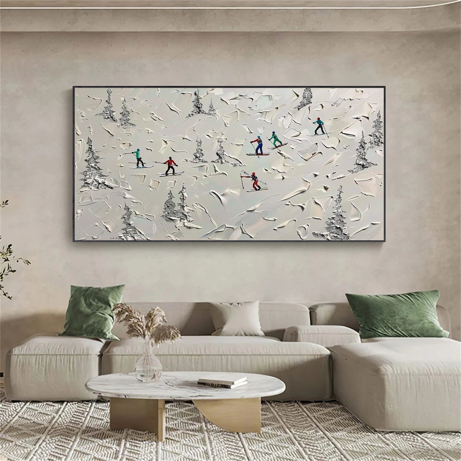 Skiing Sport Art Textured Painting Canvas # SA070