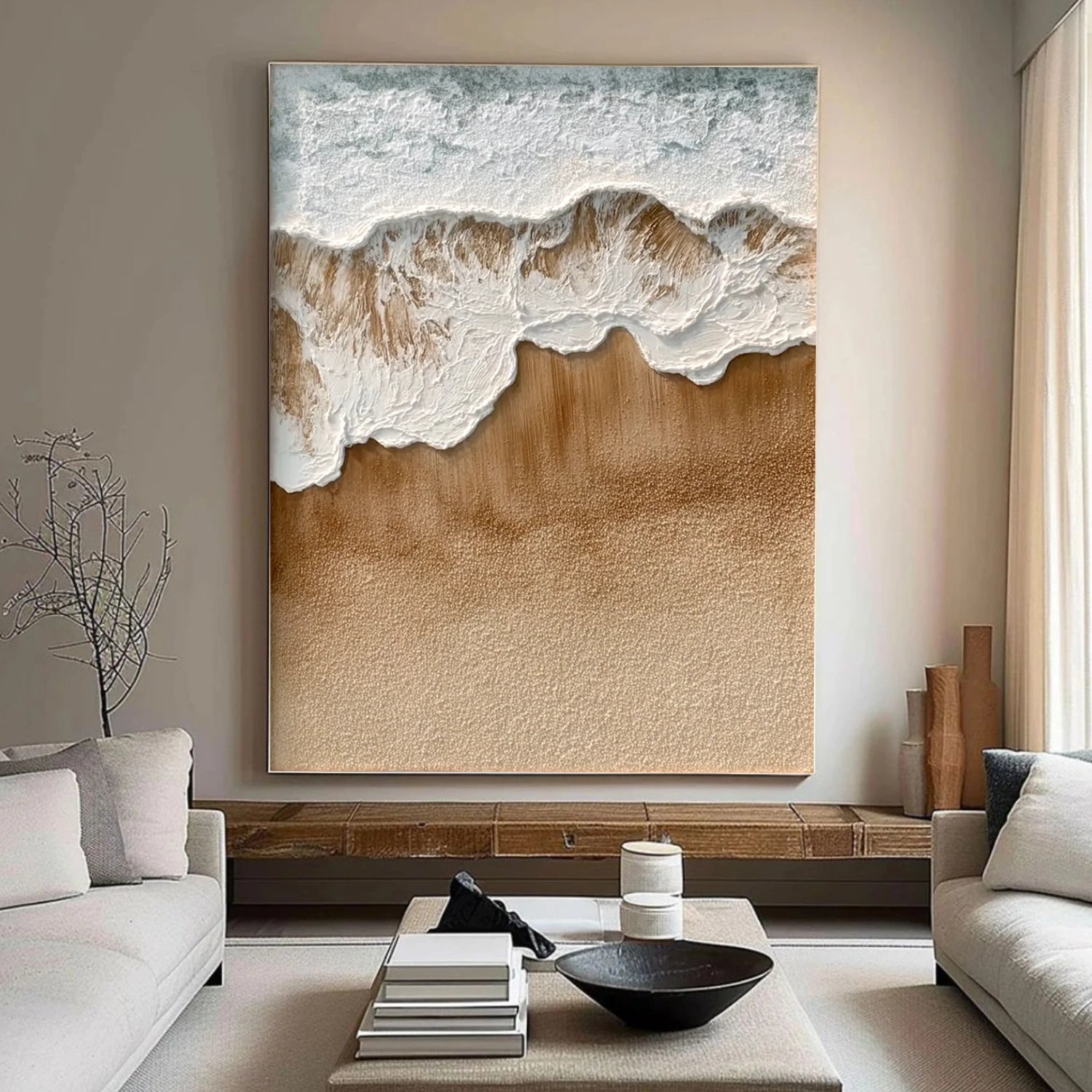 Ocean And Sky Abstract Textured Canvas Art #OS350