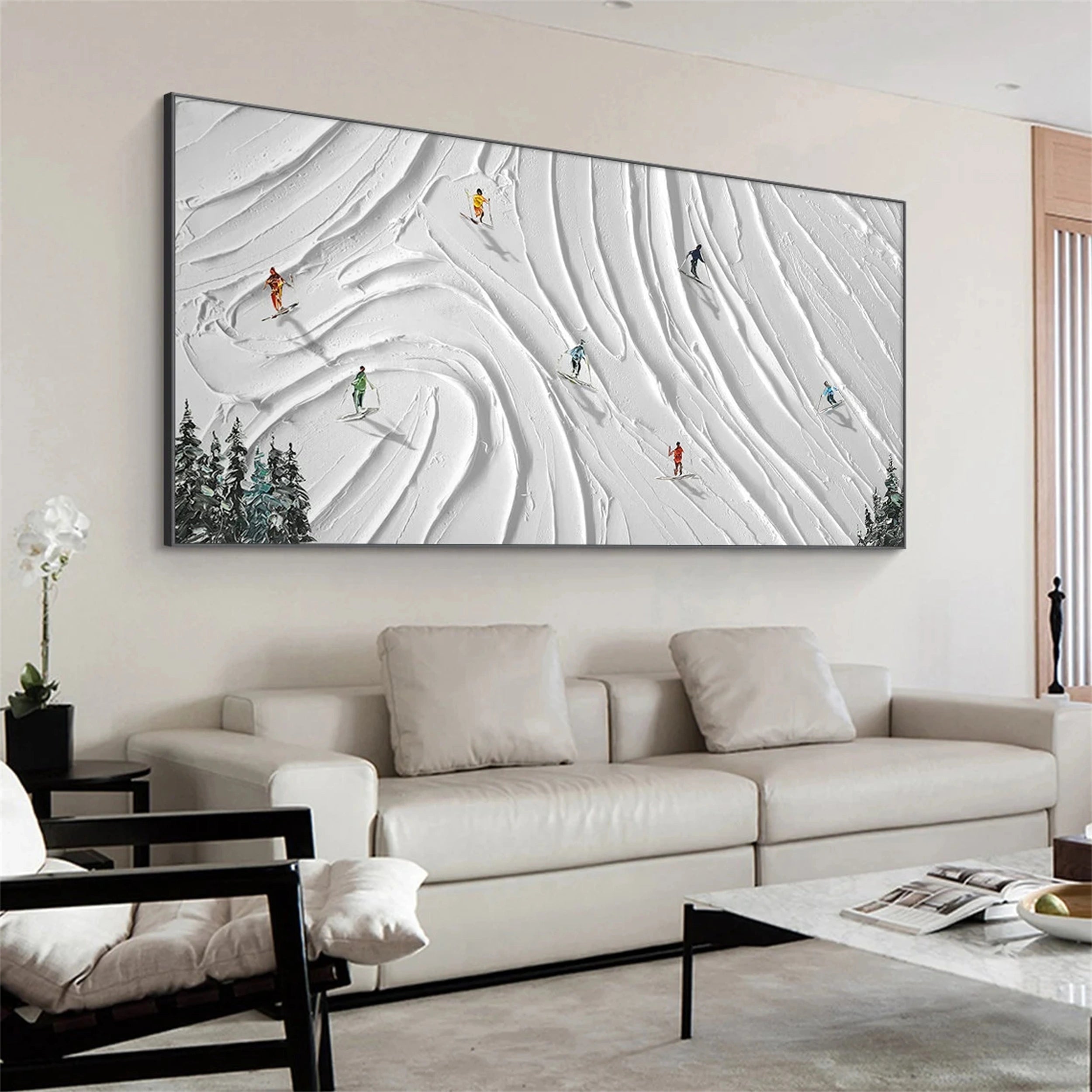 Skiing Sport Art Textured Painting Canvas #MM113