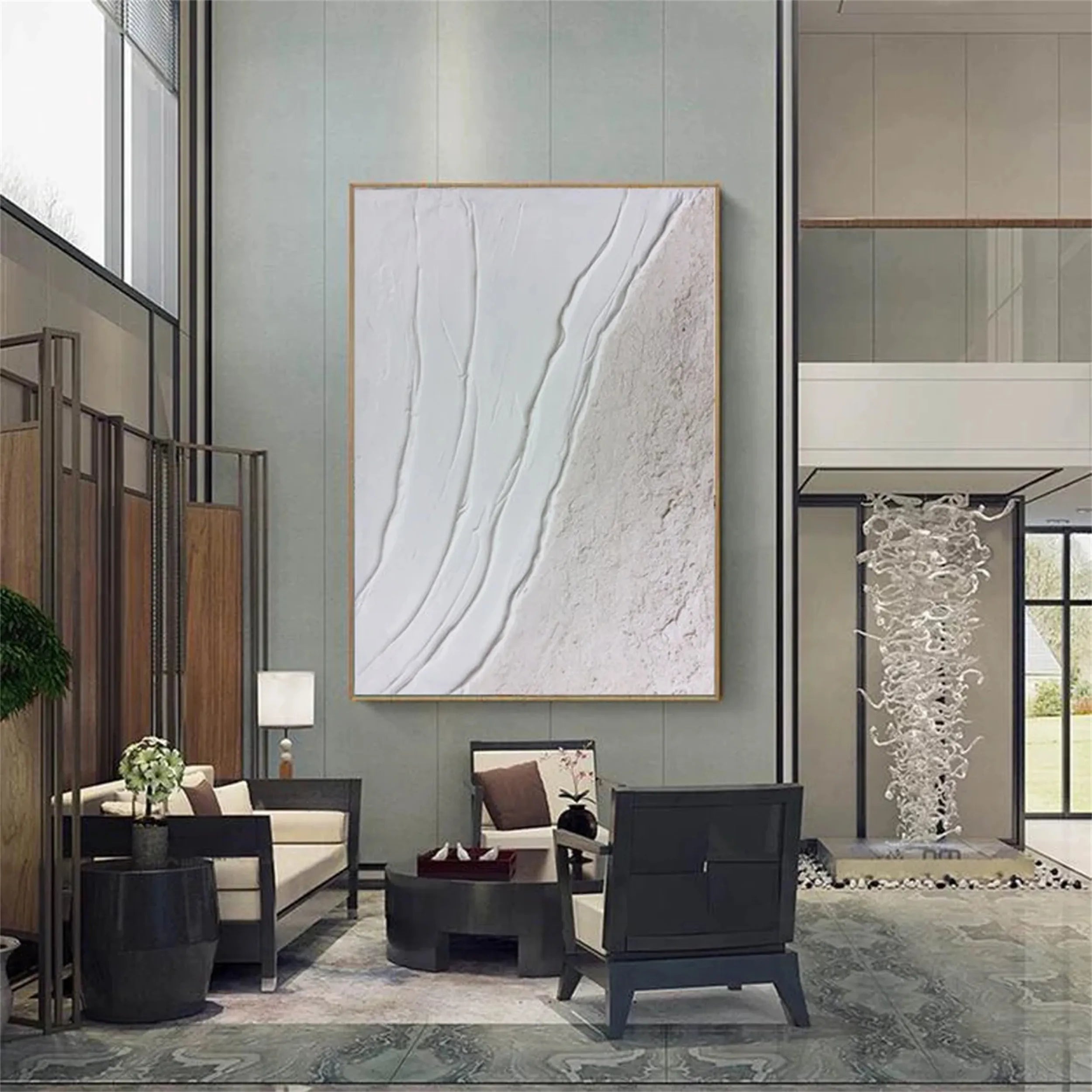 White Minimalist Textured Painting Canvas #MM170