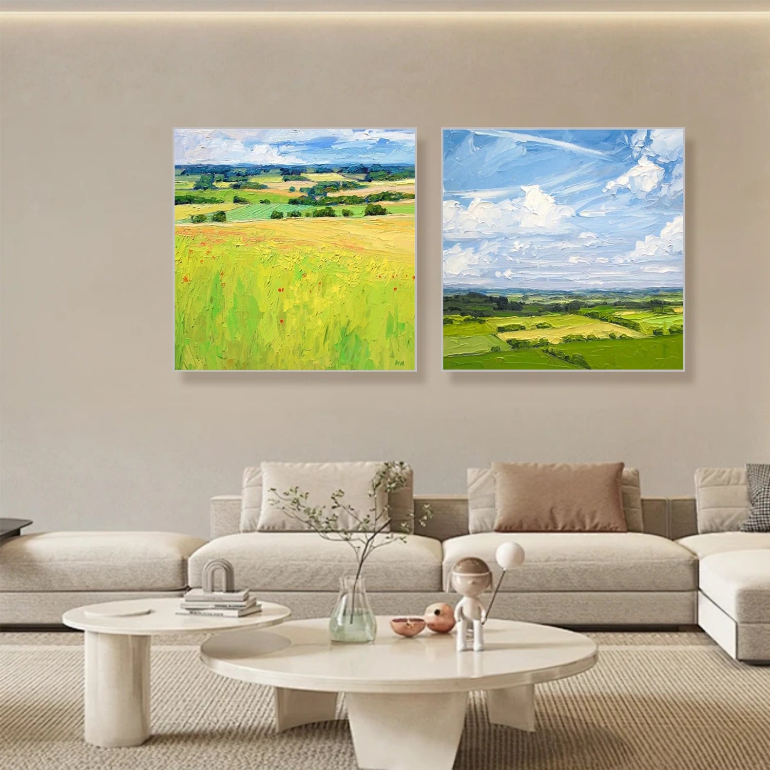 Abstract Urban Squsre Set of 2 Landscape Painting #UL 040