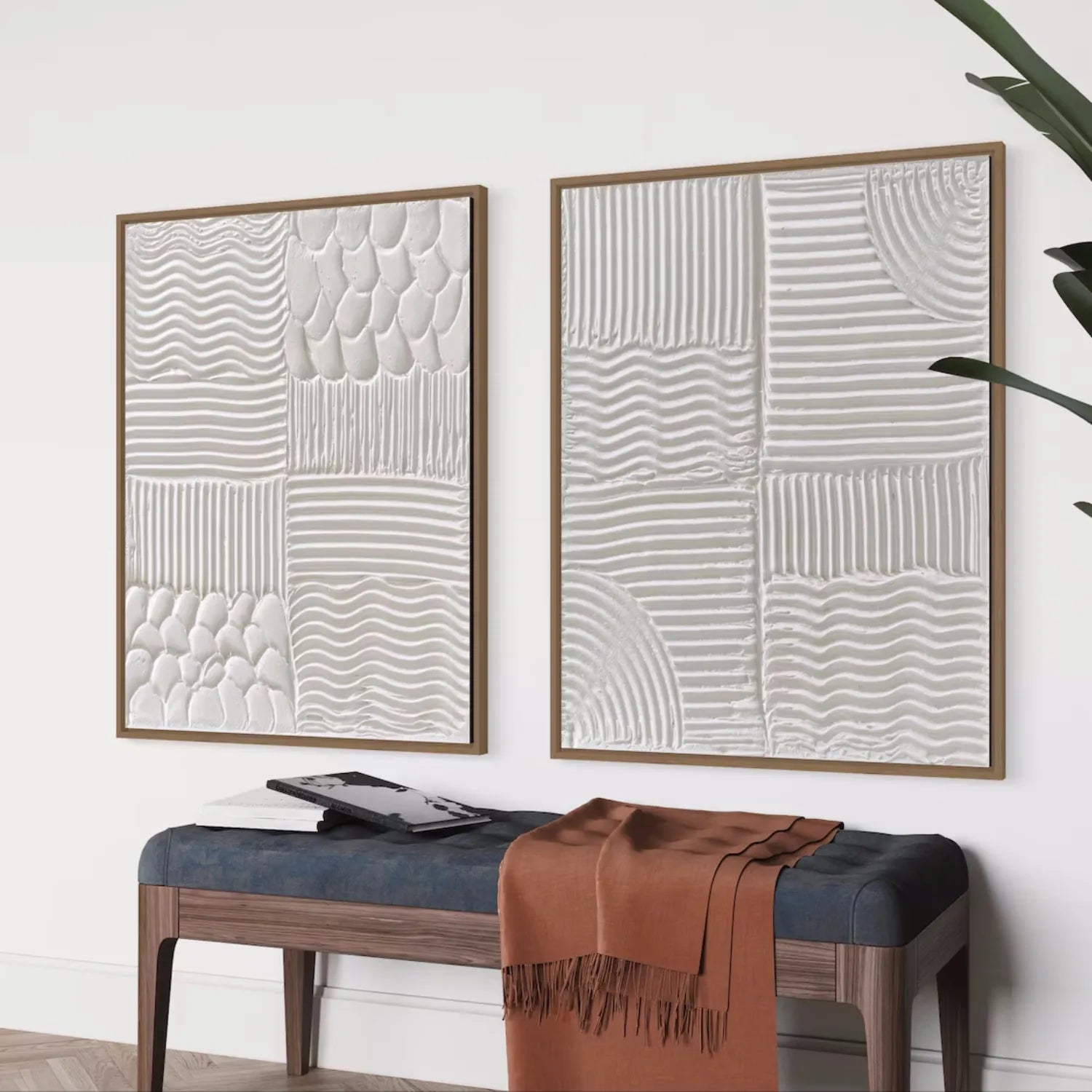 Plaster Art Minimalist Textured Paintings Set of 2 #MM278