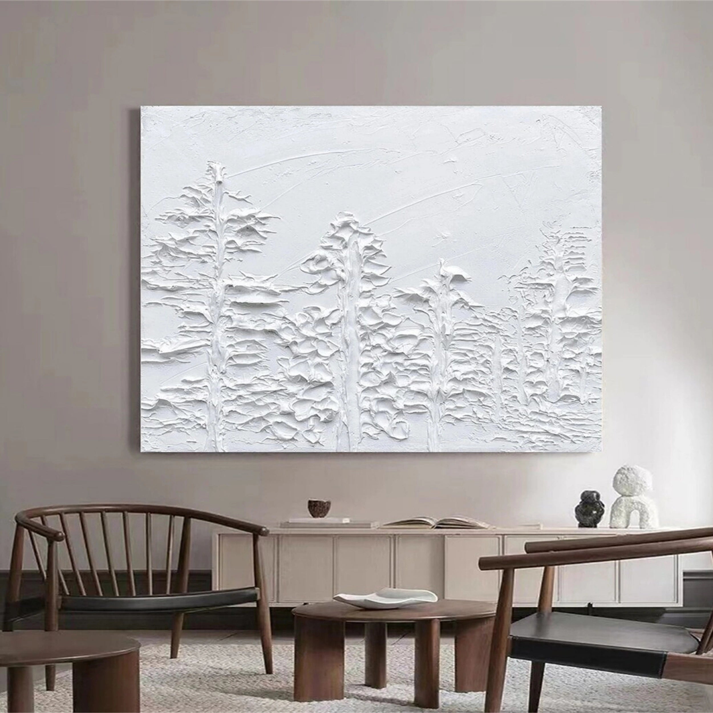 White Minimalist Textured Painting Canvas #MM121