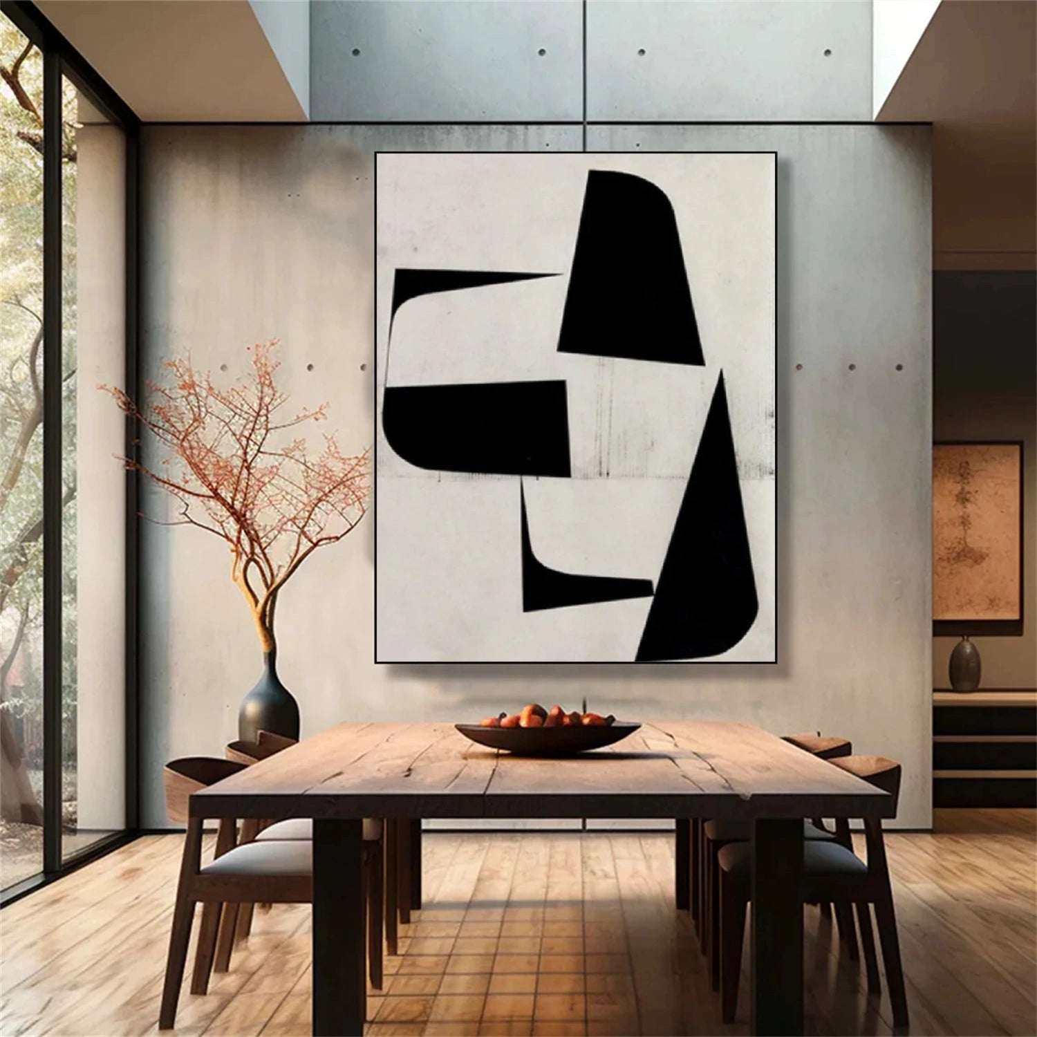 White and Black Minimalistic Canvas Art #MZ152