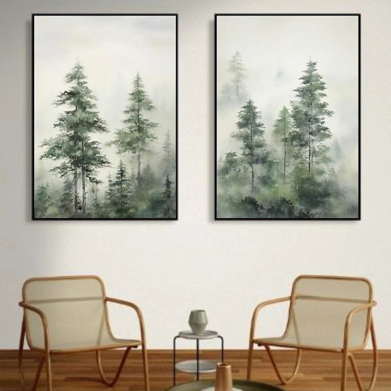 Flower & Tree Abstract Canvas Art Set of 2 #FT 304