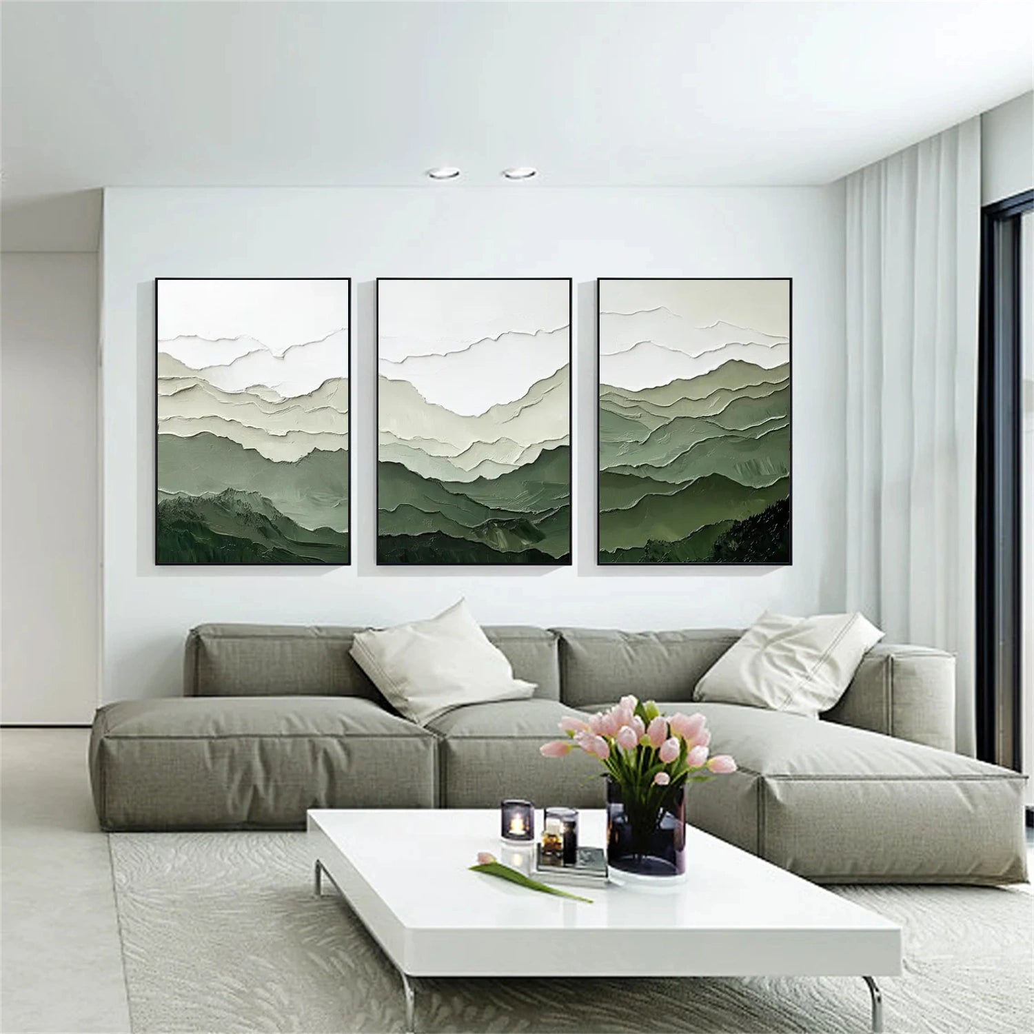 Minimalist Mountain Texture Canvas Set of 3 #MM361