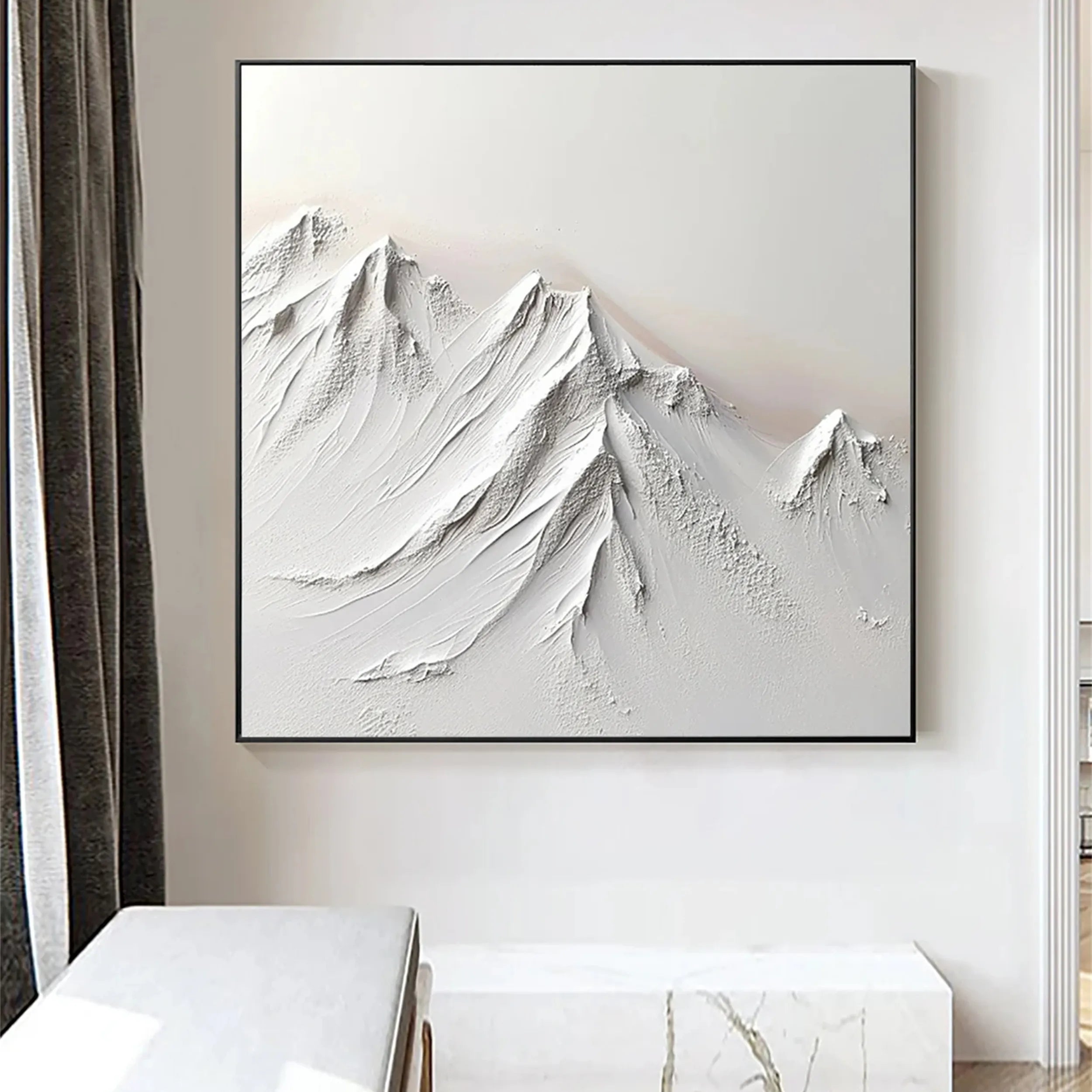 White Minimalist Textured Painting Canvas #MM237