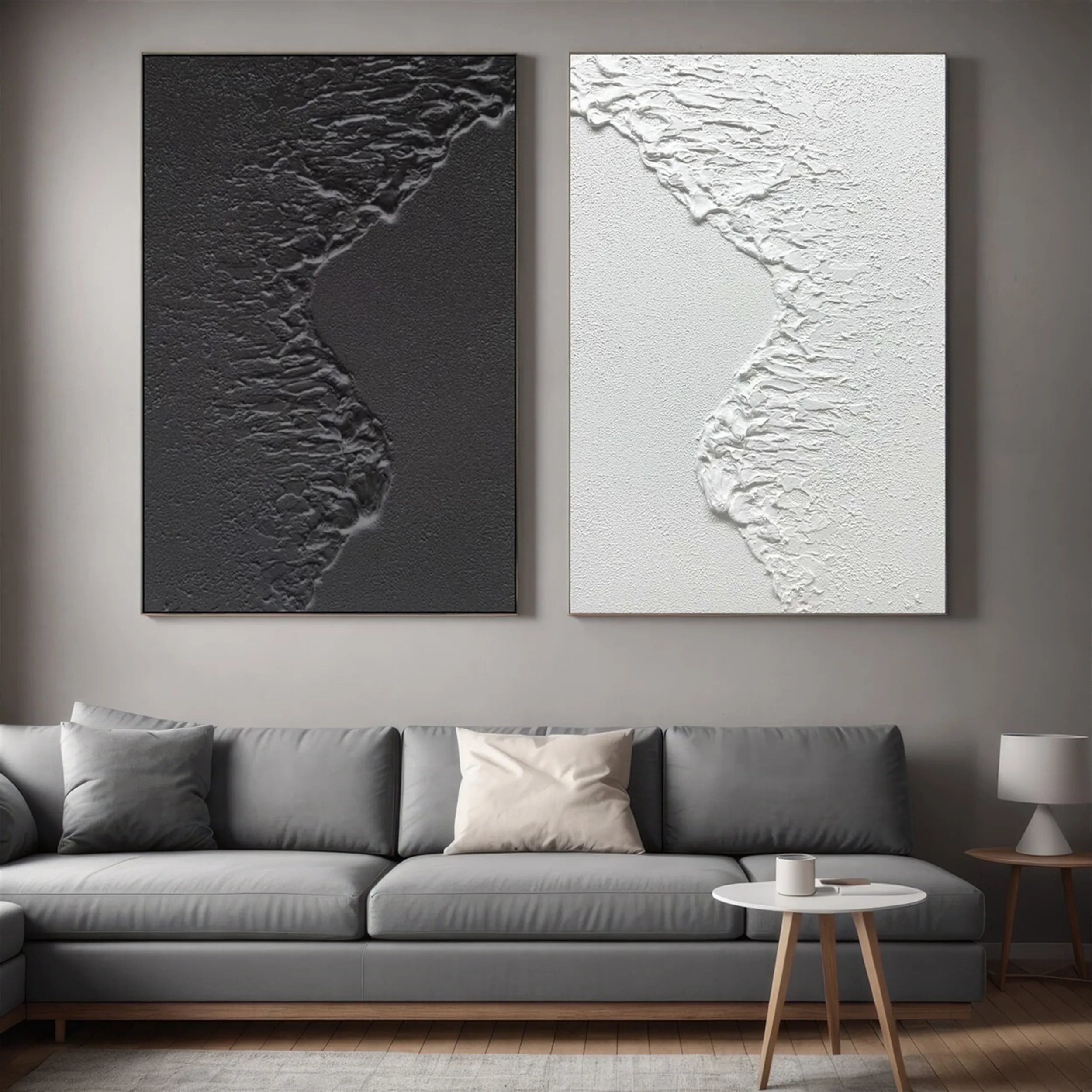 Ocean Waves Minimalist Textured Wall Art Set of 2 #MM182