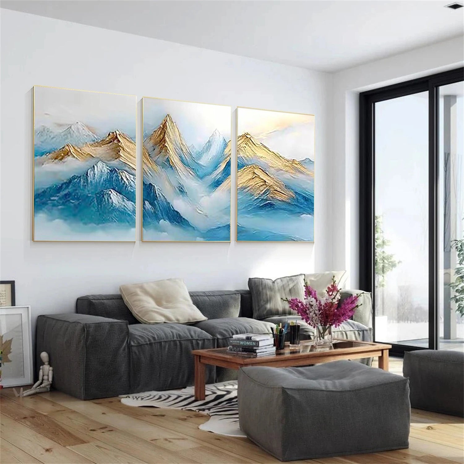 Minimalist Mountain Textured Canvas Art Set of 3 #MM347