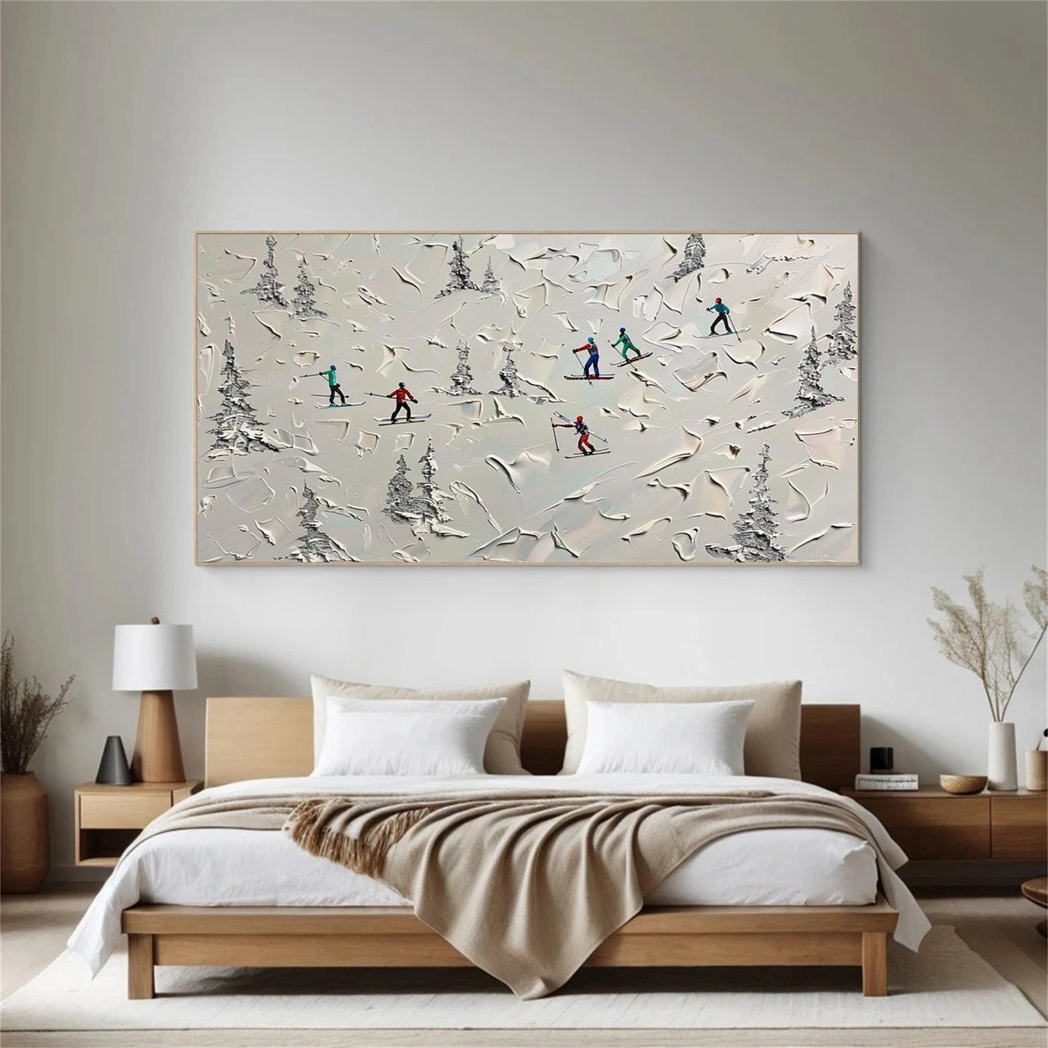 Skiing Sport Art Textured Painting Canvas # SA070