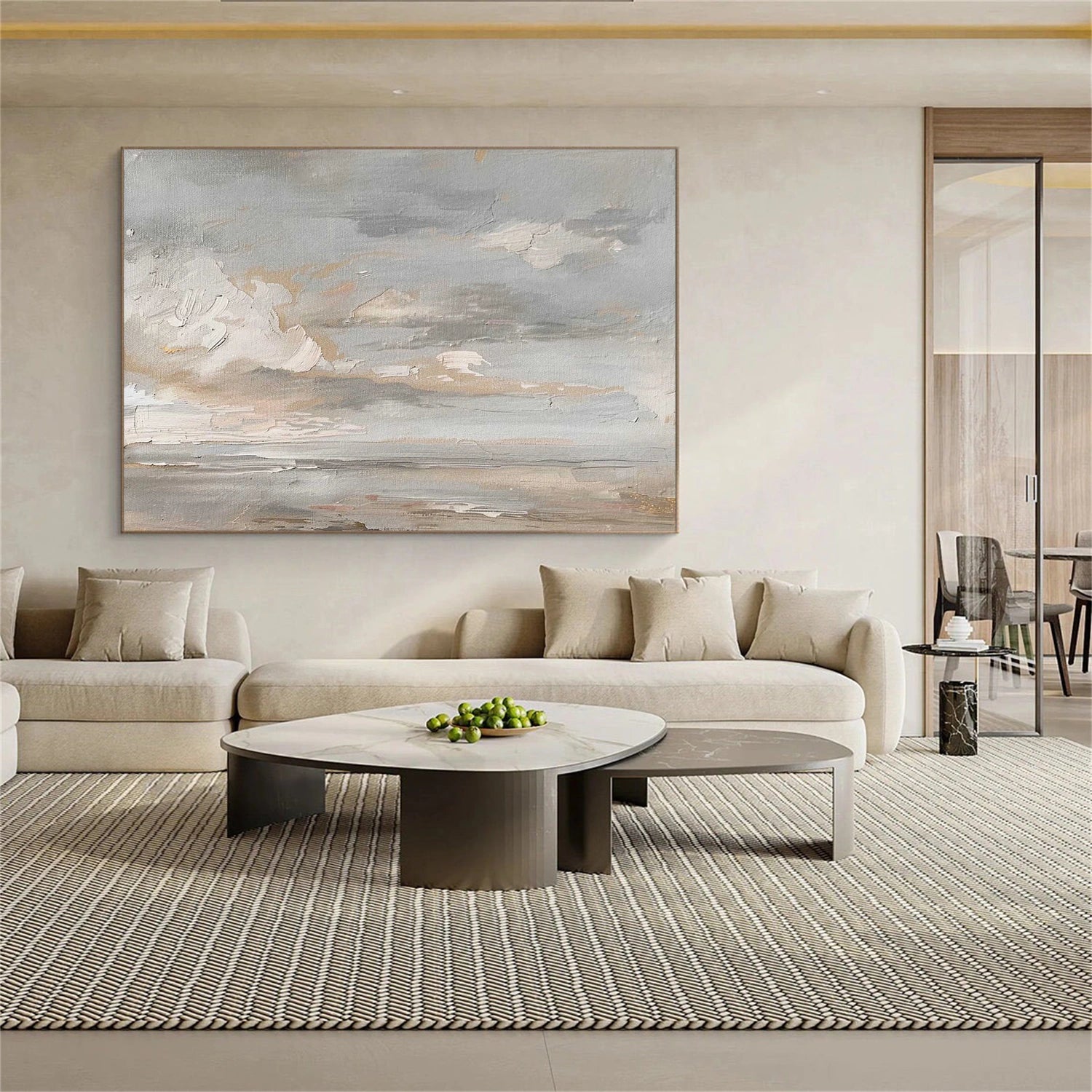 Ocean And Sky Abstract Texture Canvas Art #OS397