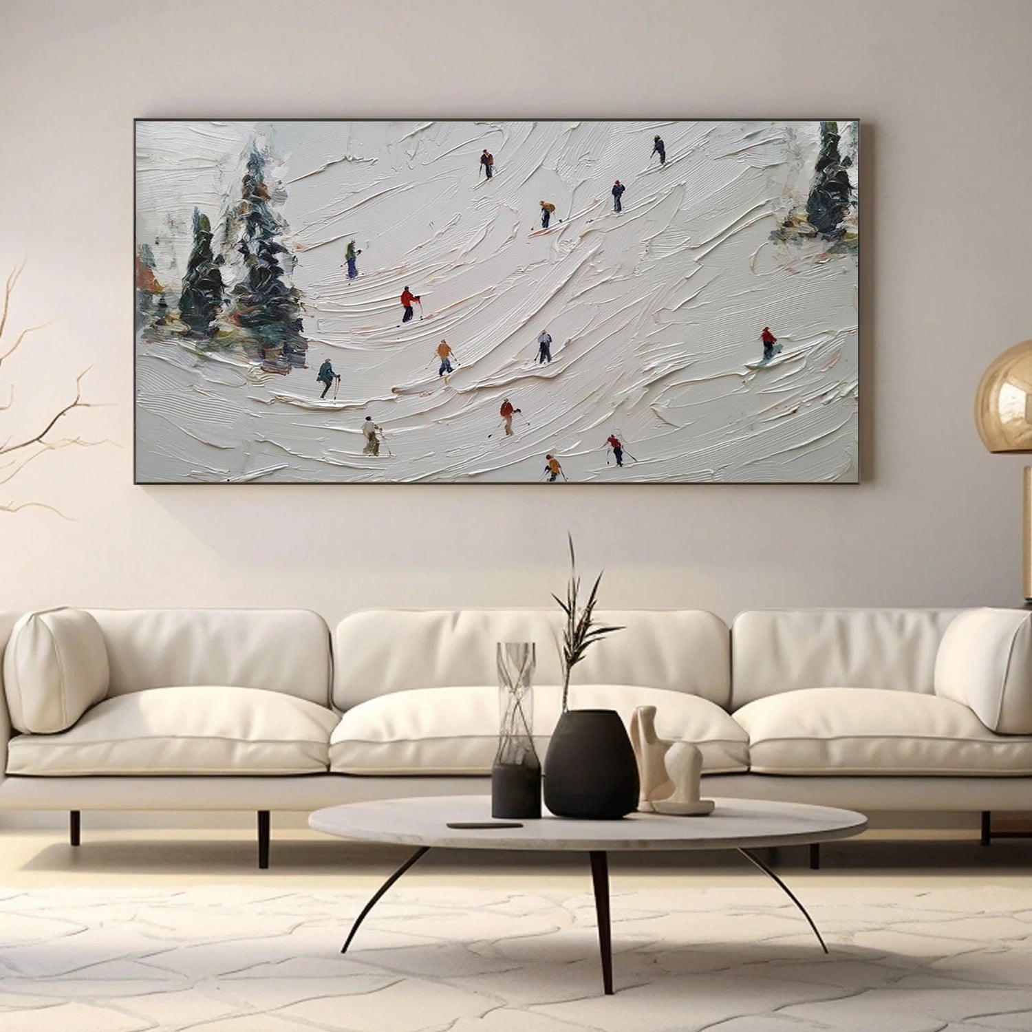 Skiing Sport Art Textured Painting Canvas # SA066