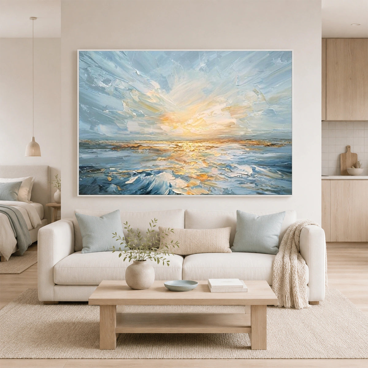 Ocean And Sky Abstract Texture Canvas Art #OS489