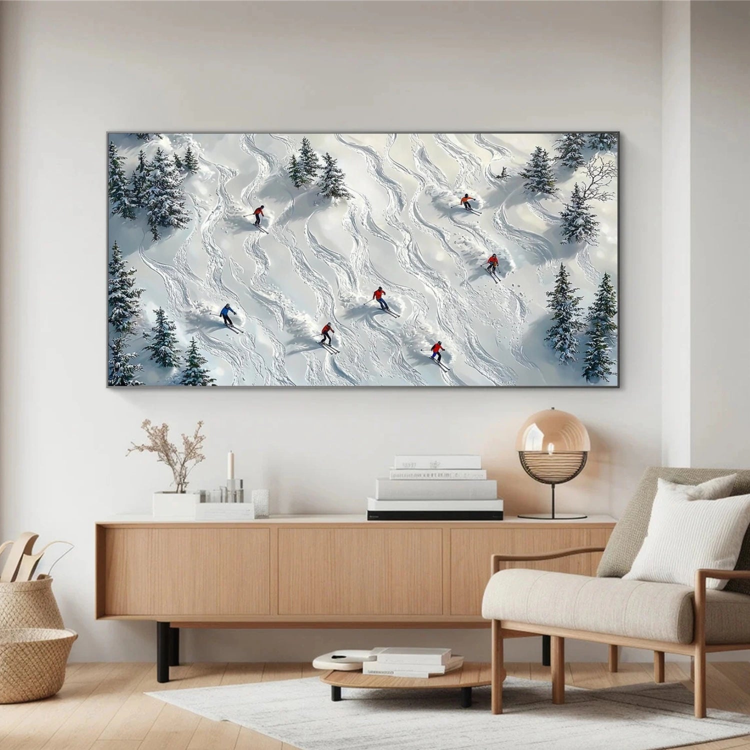 Skiing Sport Art Textured Painting Canvas # SA059