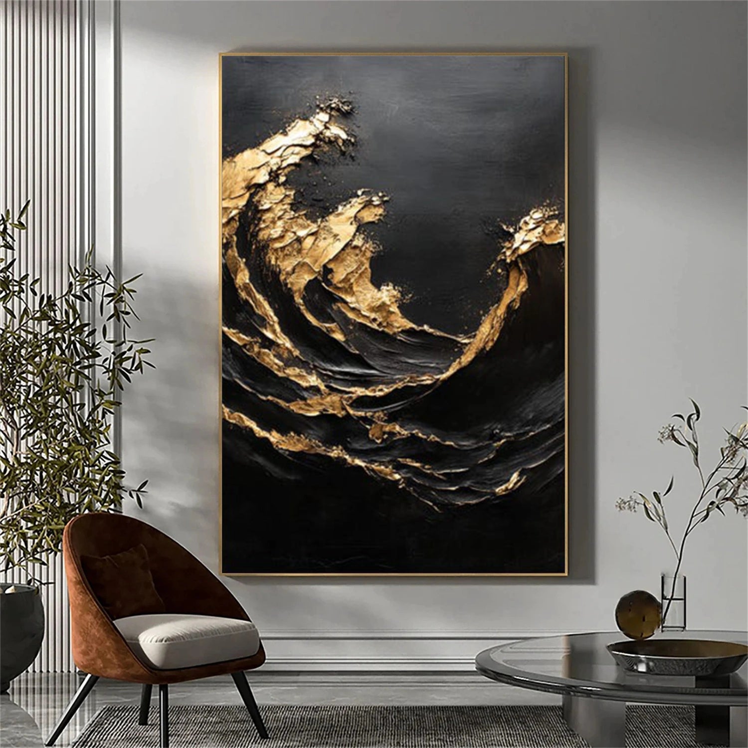 Ocean And Sky Abstract Textured Canvas Art #OS362