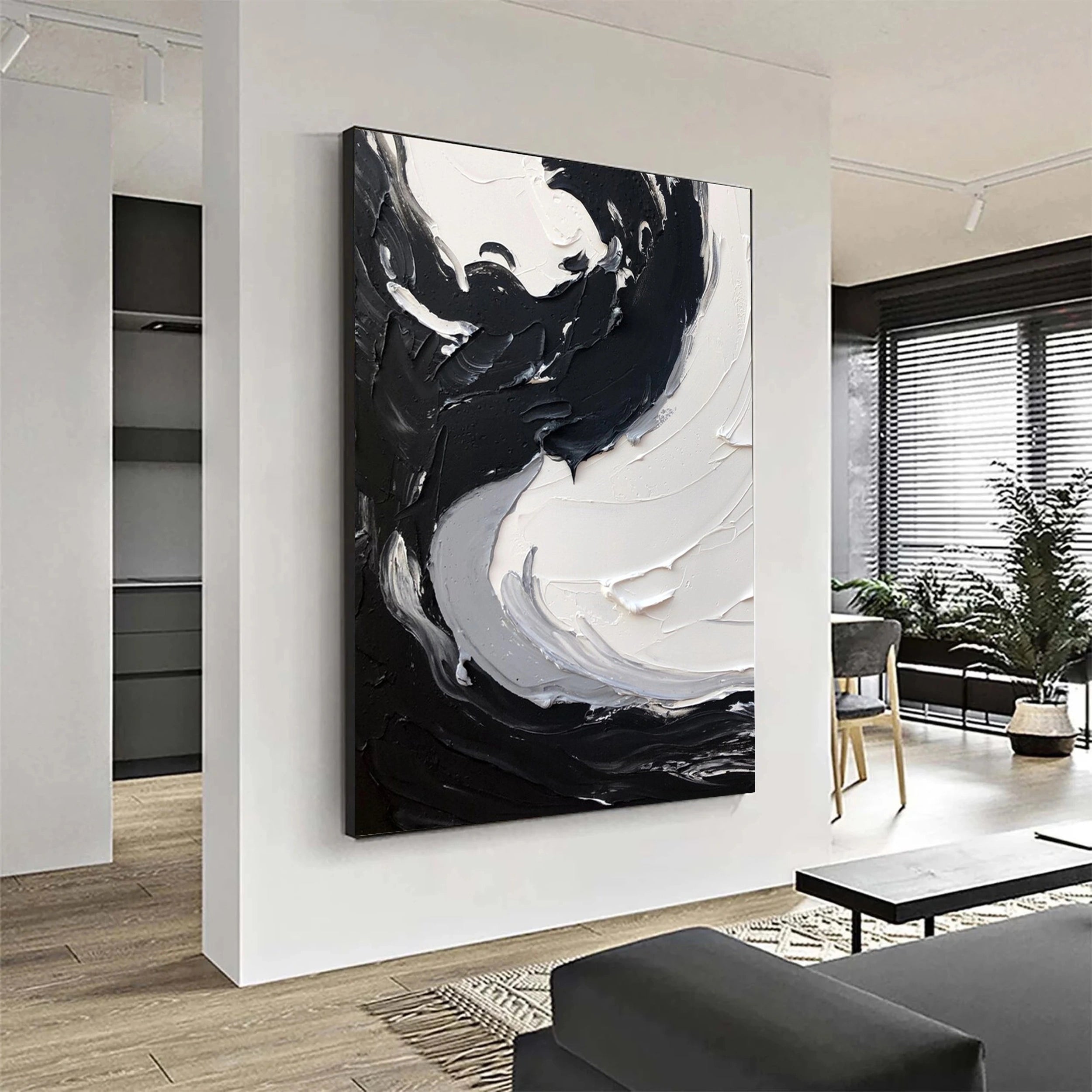 Black White Textured Minimalist Wall Art #MZ068