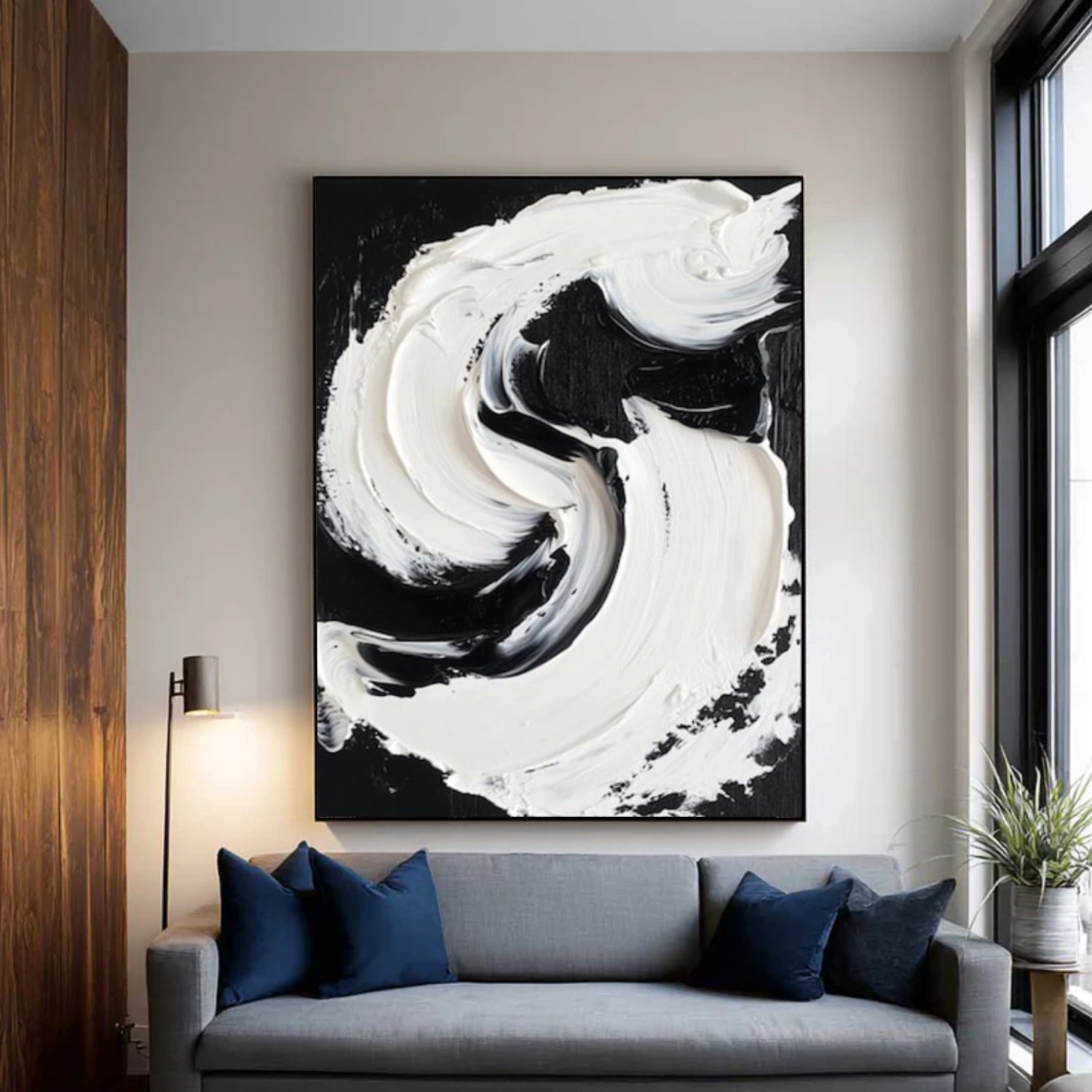 Black & White Minimalist Textured Canvas #MM386