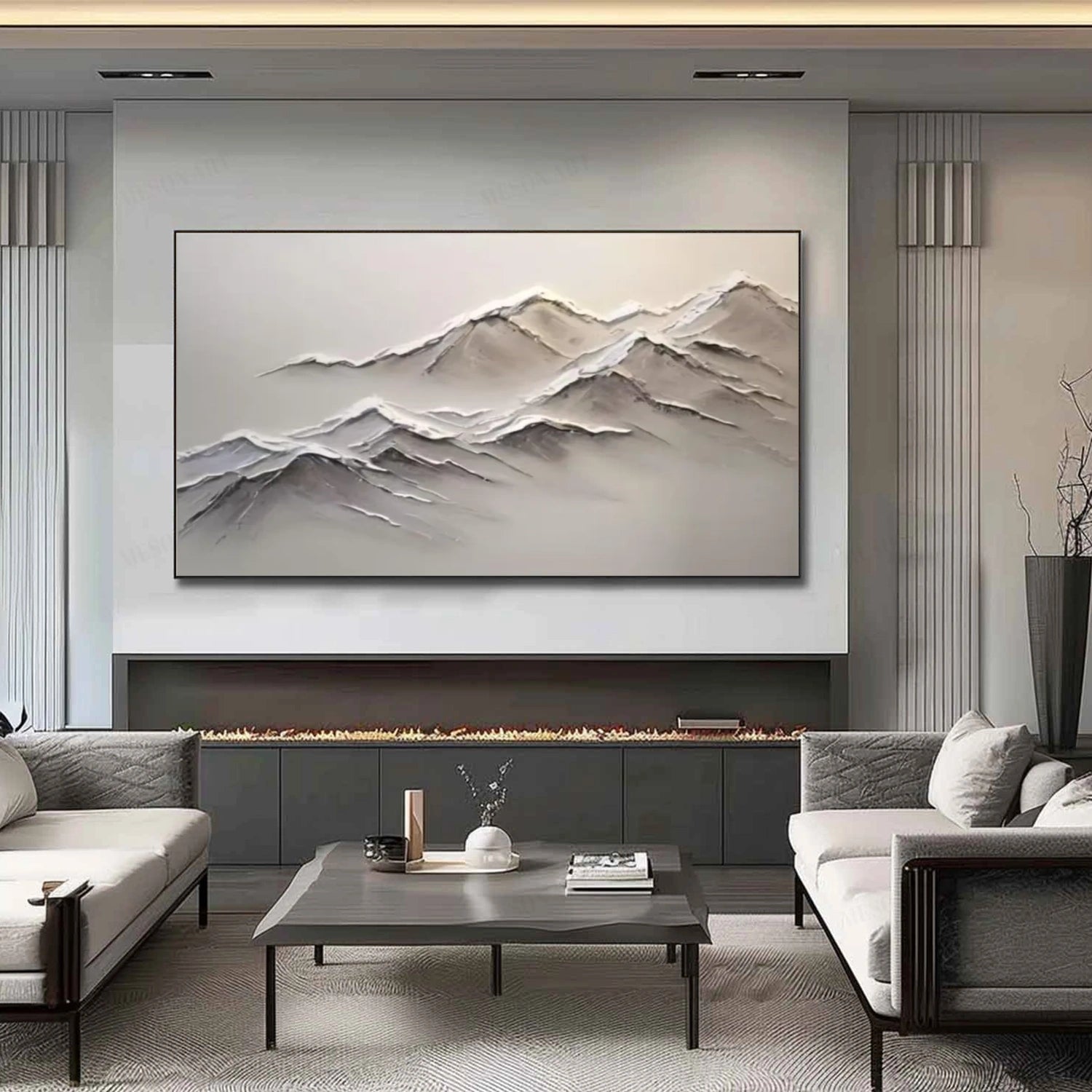 Abstract Mountain Textured Canvas Art #MM323
