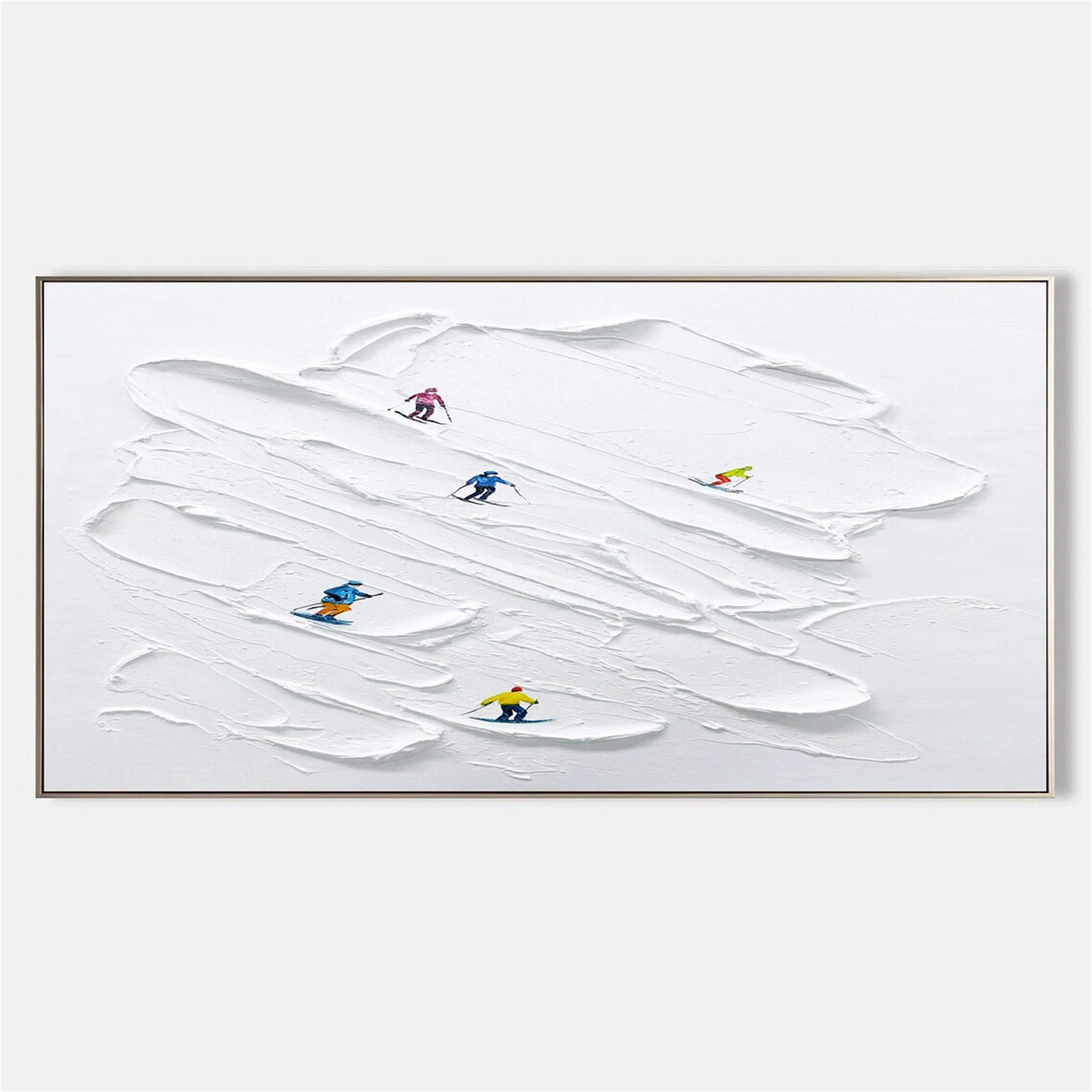 Skiing Sport Art Textured Painting Canvas #MM126