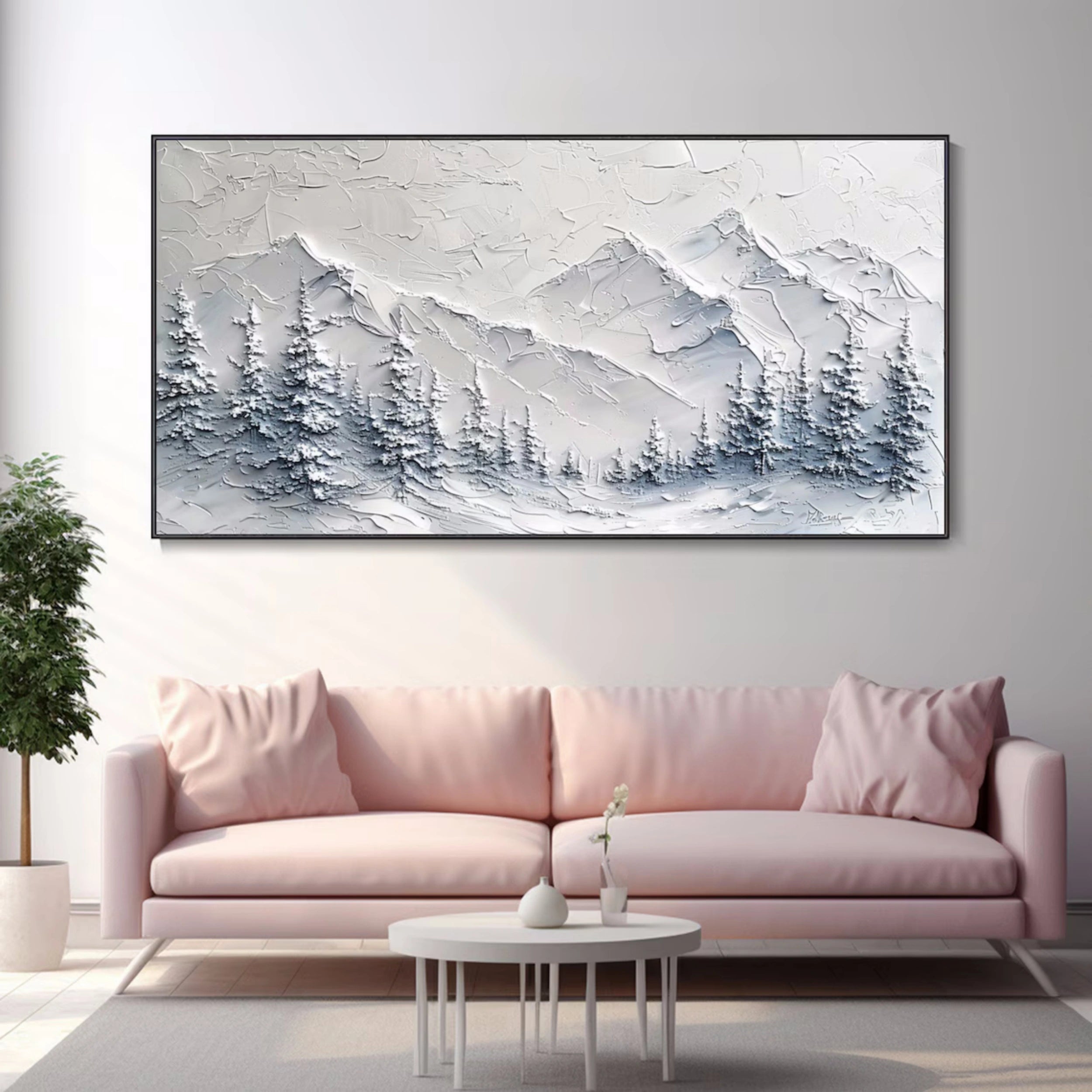 Snow Mountain Landscape Textured Wall Art #MM108