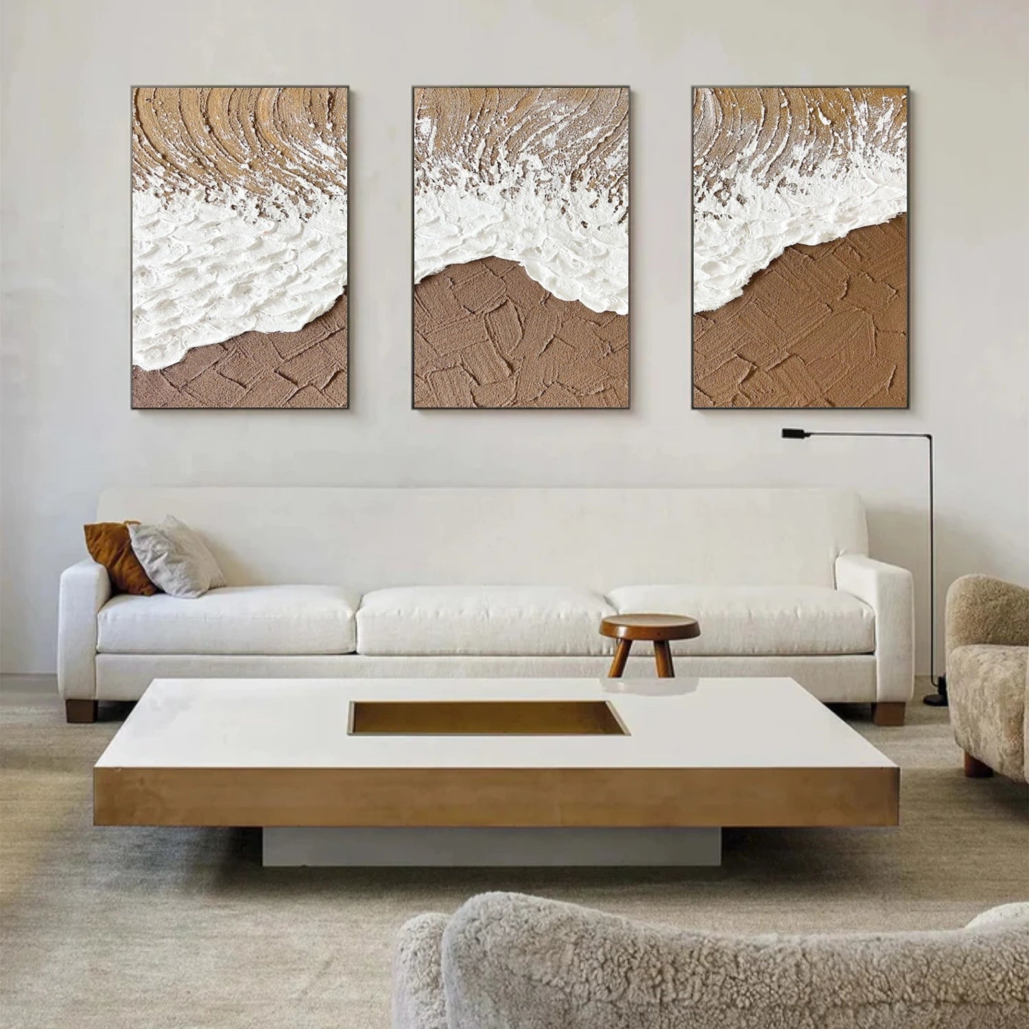 Ocean And Sky Abstract Texture Canvas Art Set of 3 #OS373