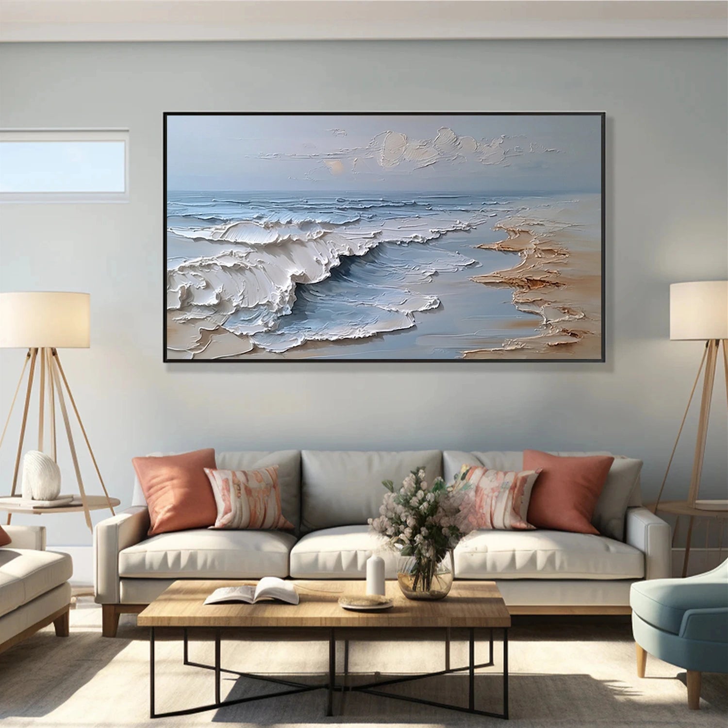 Ocean And Sky Abstract Texture Canvas Art #OS410