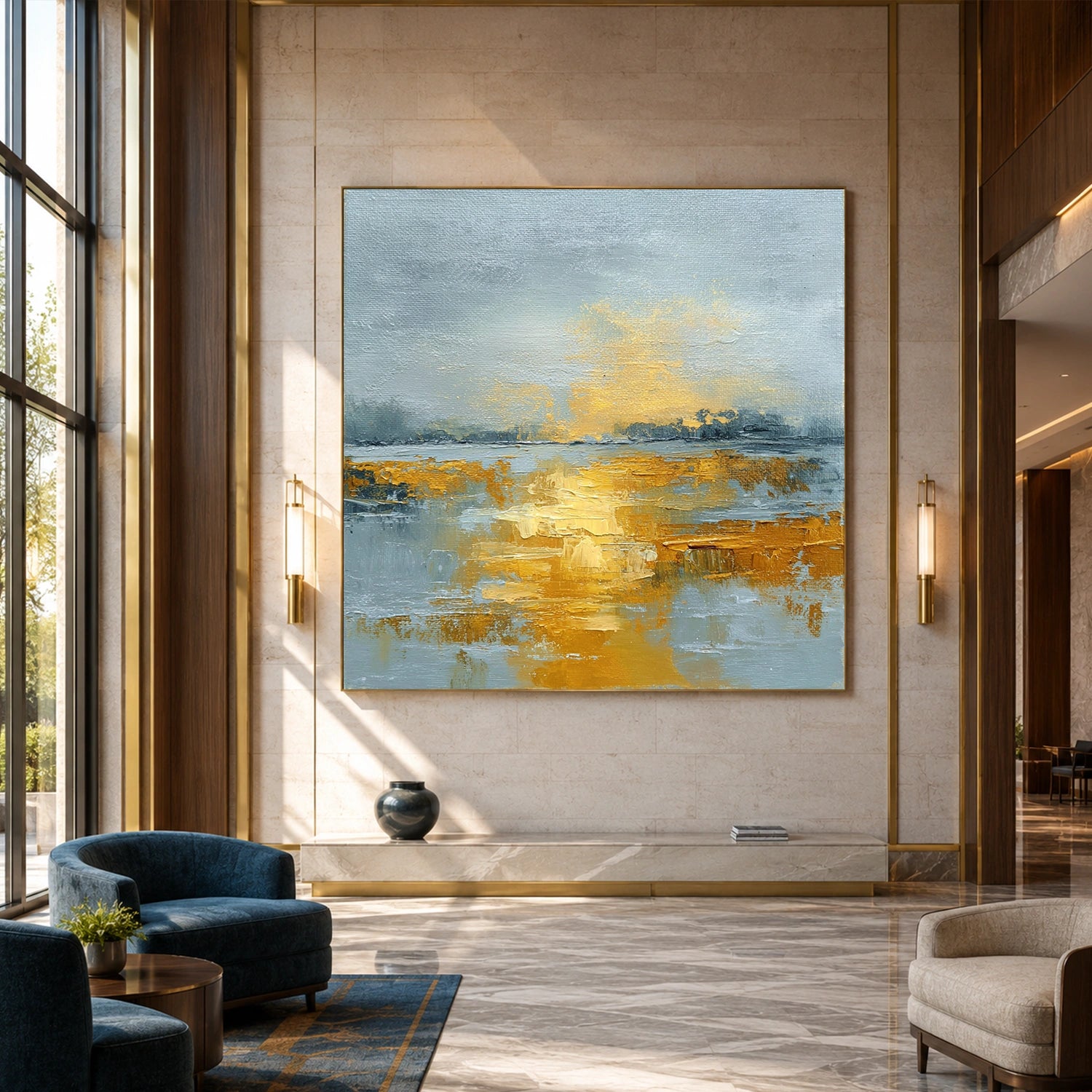 Ocean And Sky Abstract Canvas Art #OS431