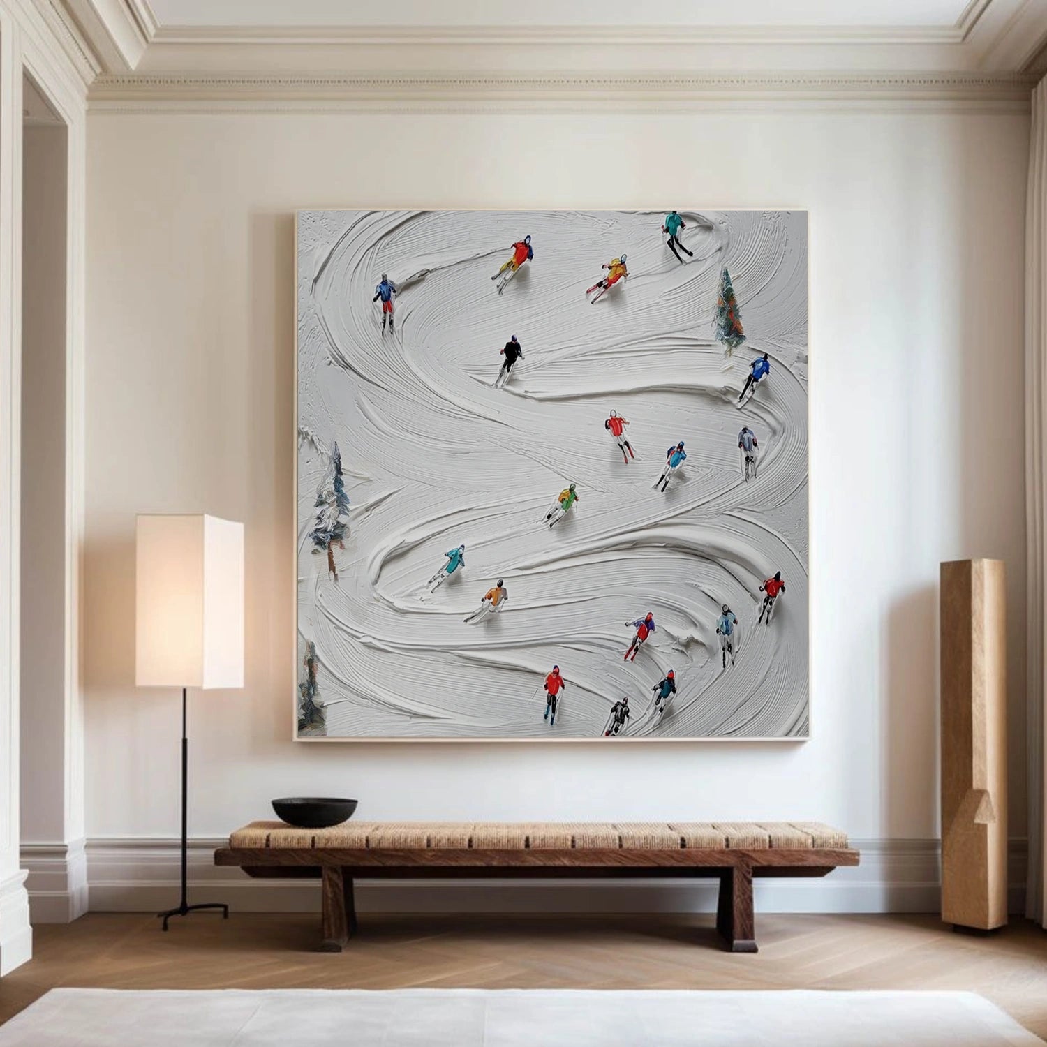 Skiing Sport Art Textured Painting Canvas # SA062