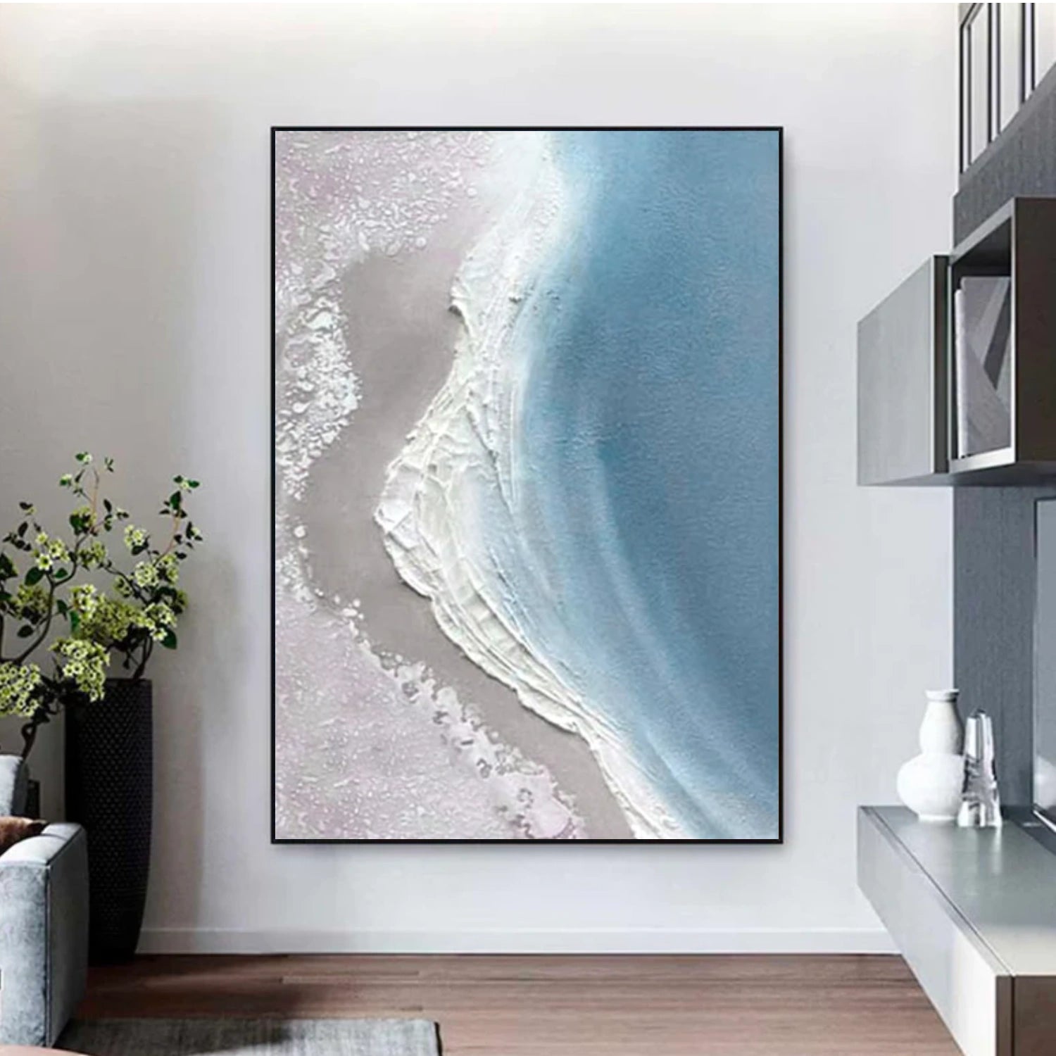 Ocean And Sky Abstract Textured Canvas Art #OS 308