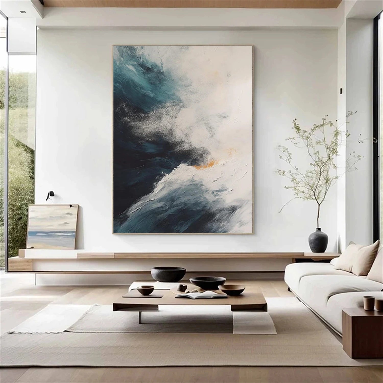 Ocean And Sky Abstract Texture Canvas Art #OS395